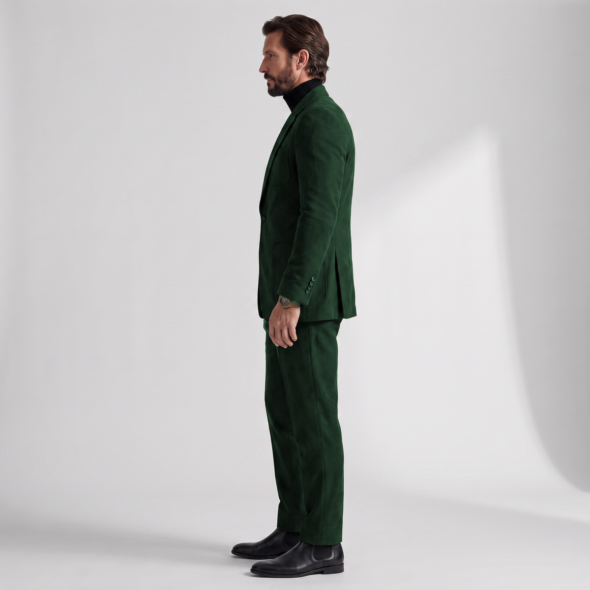 Aesido Retro Men’s Suede 2 Pieces Notch Lapel Men's Suits (Blazer+Pants)