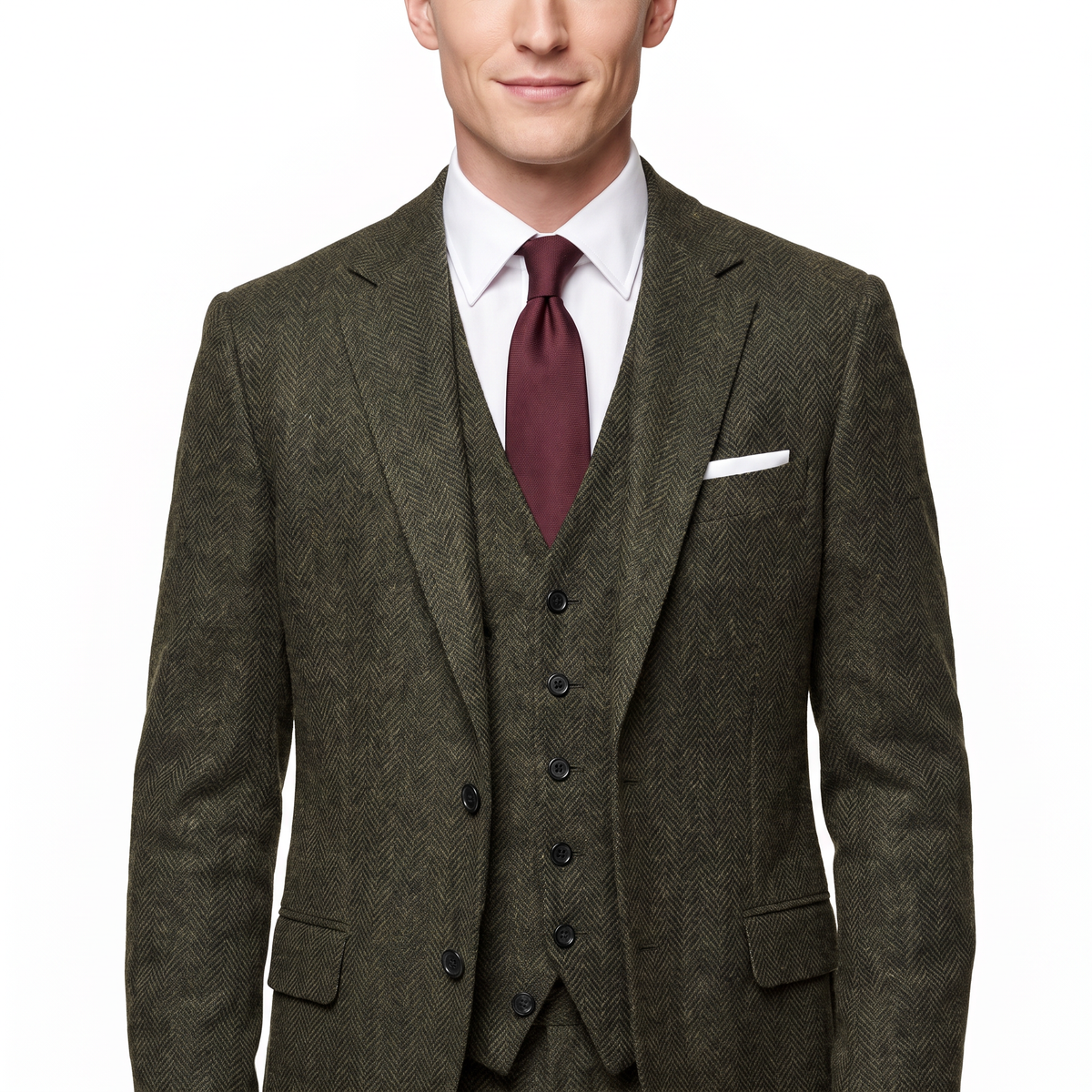 Aesido 3 Pieces Notch Lapel Business Casual Slim Fit Men's Suit (Blazer+Vest+Pants)