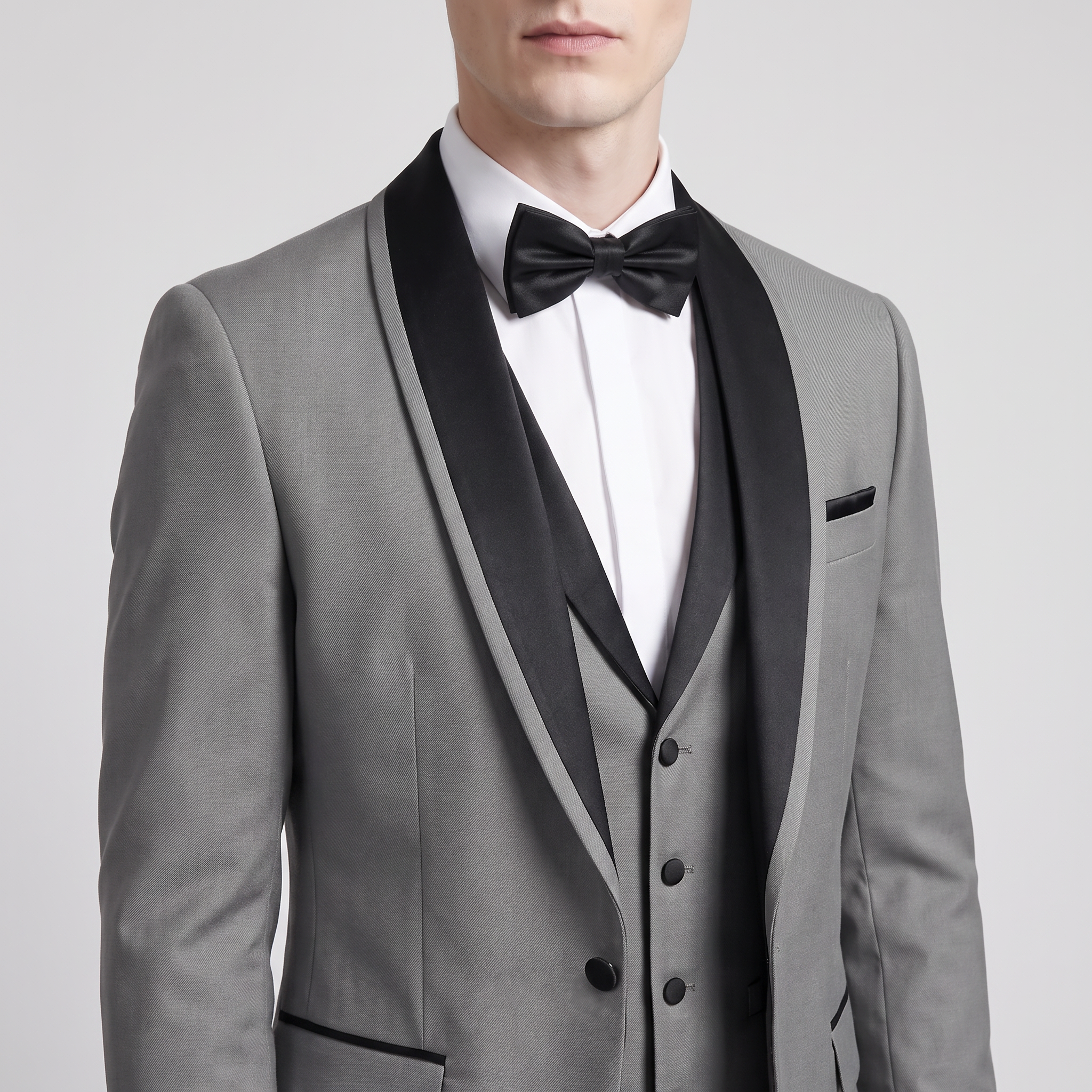 Aesido Formal 3 Pieces Mens Suit Flat Shawl Lapel Tuxedos (Blazer+vest+Pants)