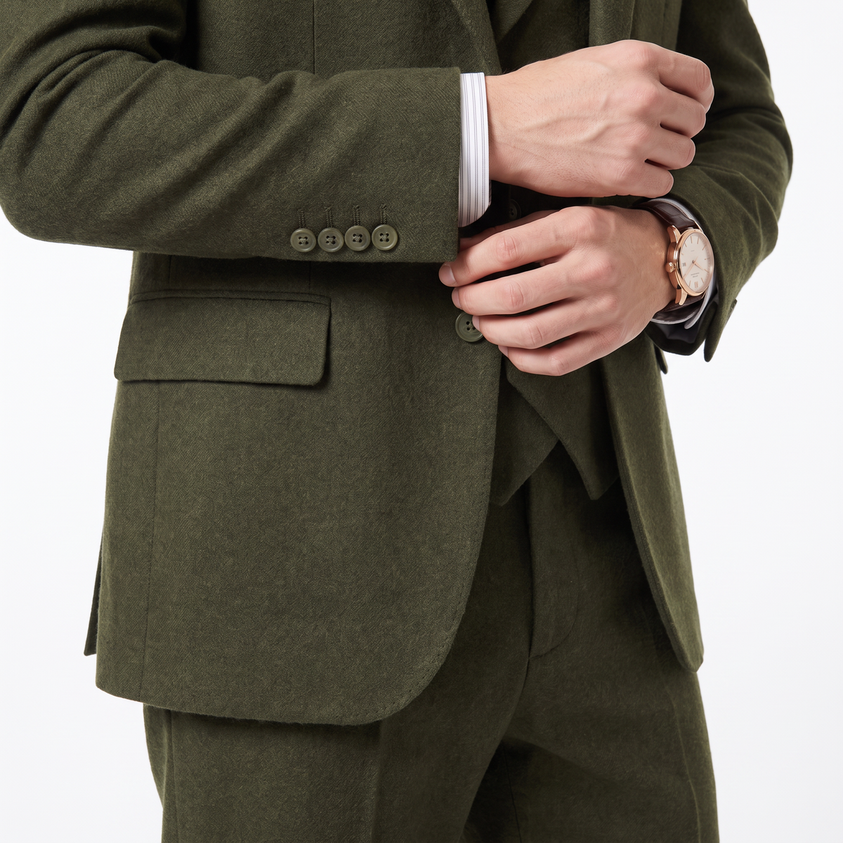 Aesido Classic 3 Pieces Tweed Notch Lapel Men's Suit (Blazer+Vest+Pants)