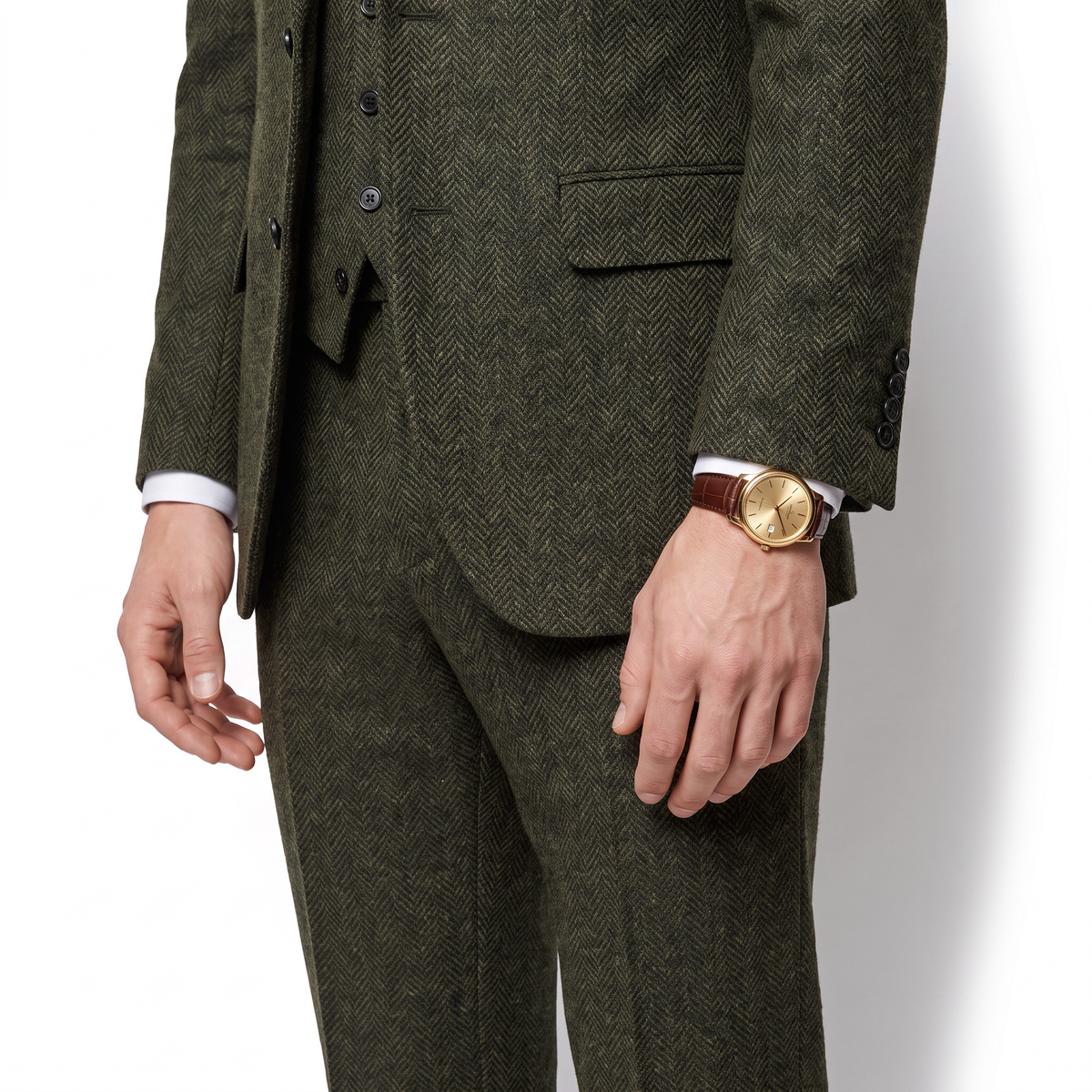 Aesido 3 Pieces Notch Lapel Business Casual Slim Fit Men's Suit (Blazer+Vest+Pants)