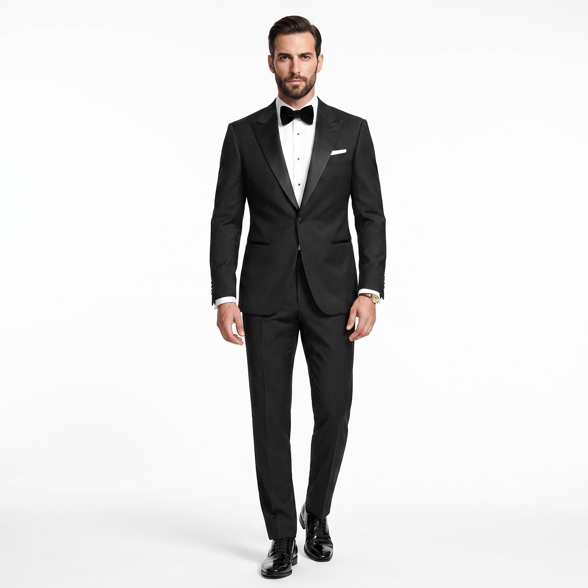 Aesido Men’s Black 2 Pieces Suits with Satin Peak Lapel (Blazer + Pants)