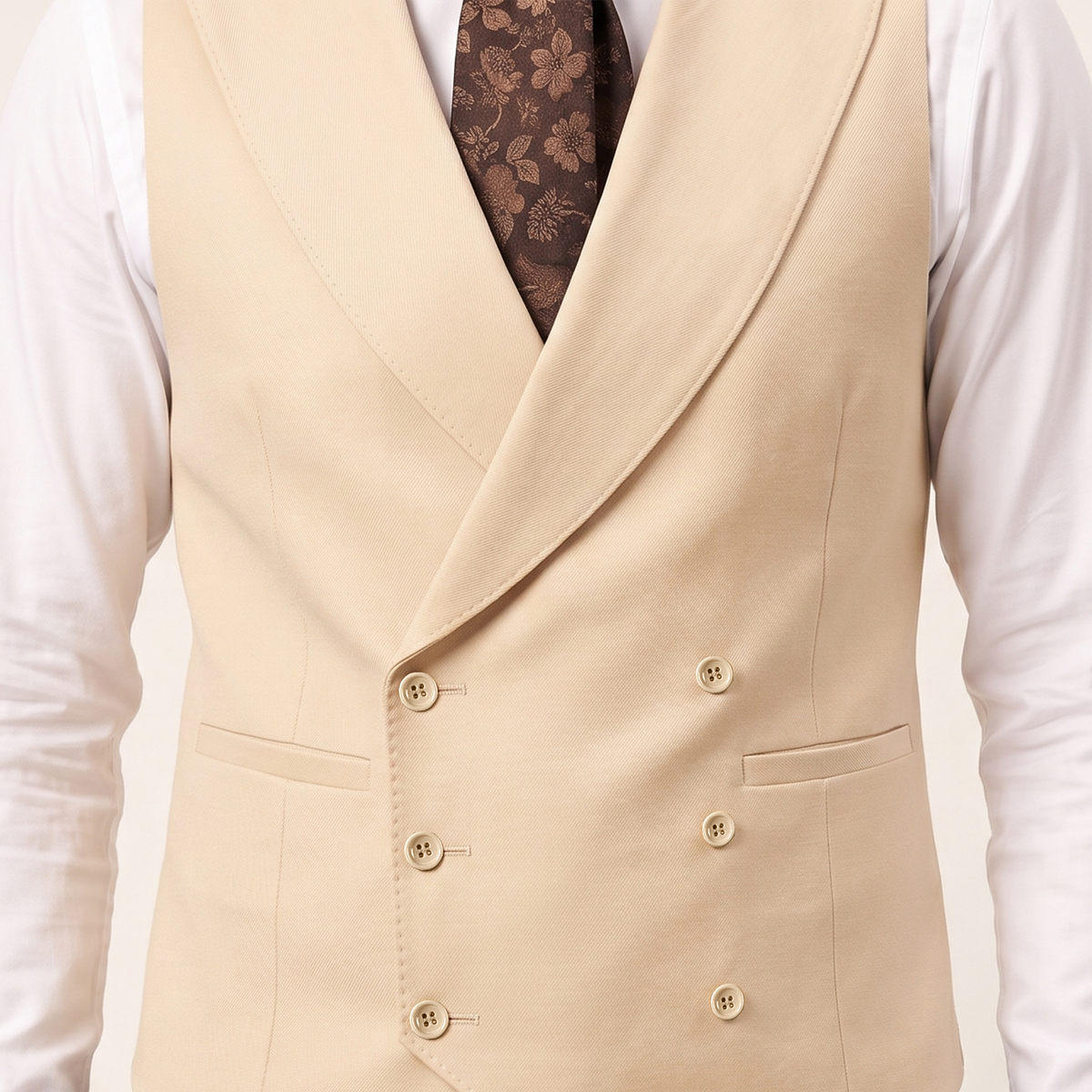 Aesido Men's Sleeveless Vest Solid Double Breasted Business Vest For Wedding