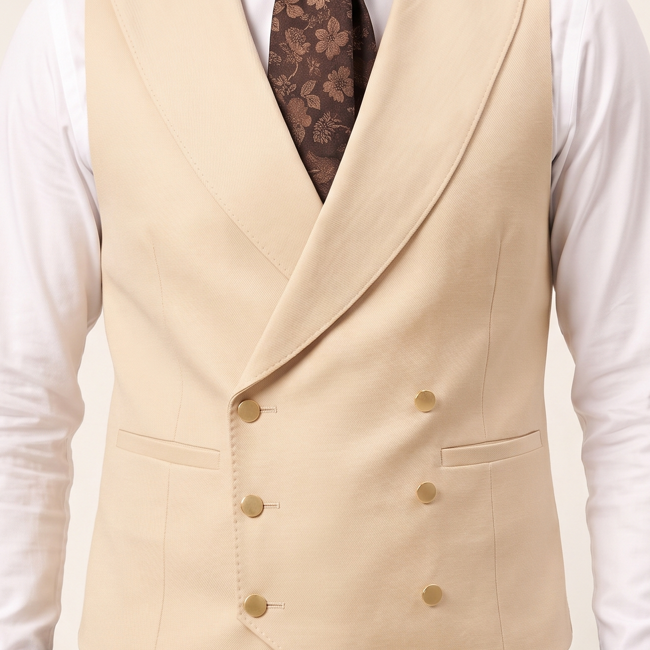 Aesido Men's Sleeveless Vest Solid Double Breasted Business Vest For Wedding