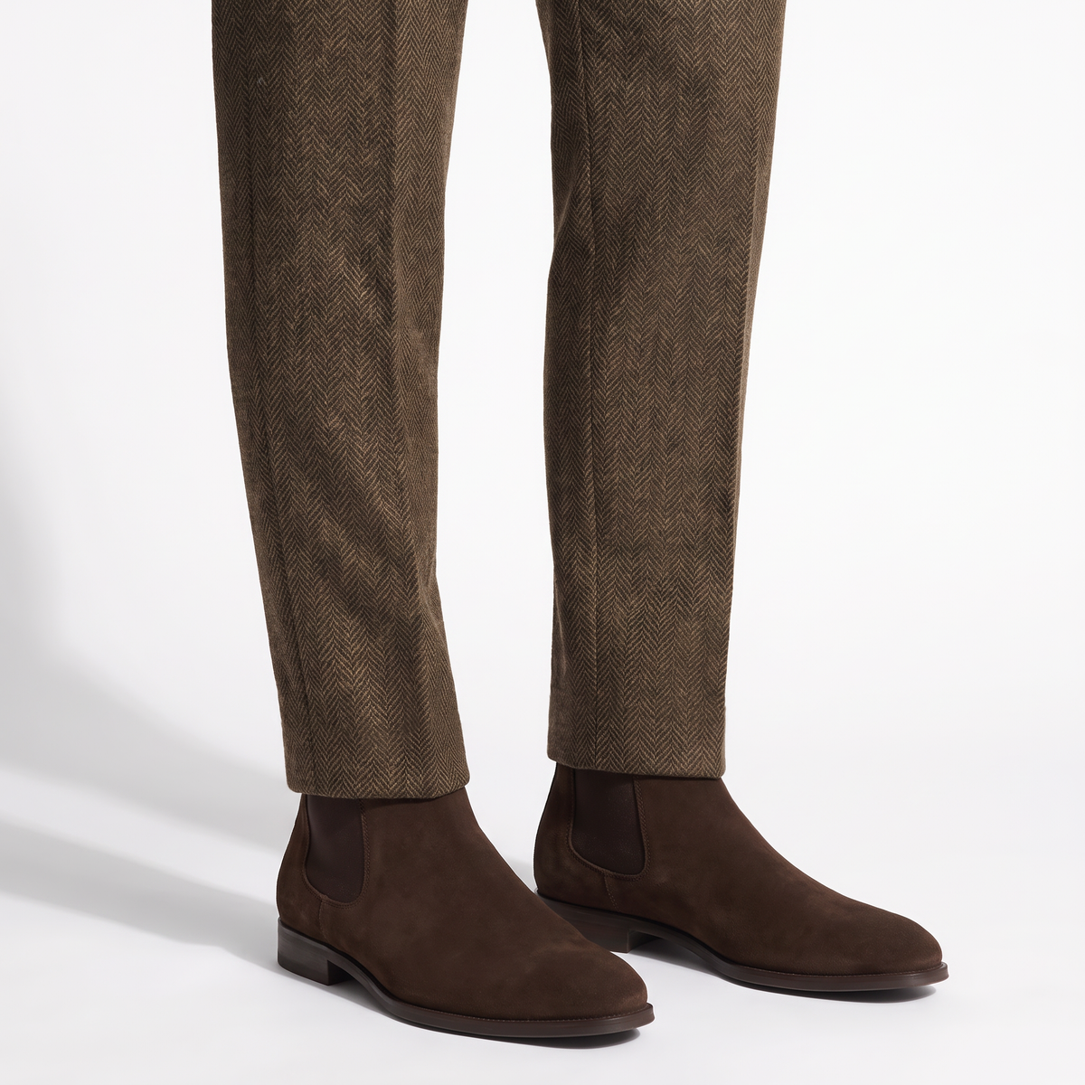 Aesido Men's Retro Pants Herringbone Tweed Trousers