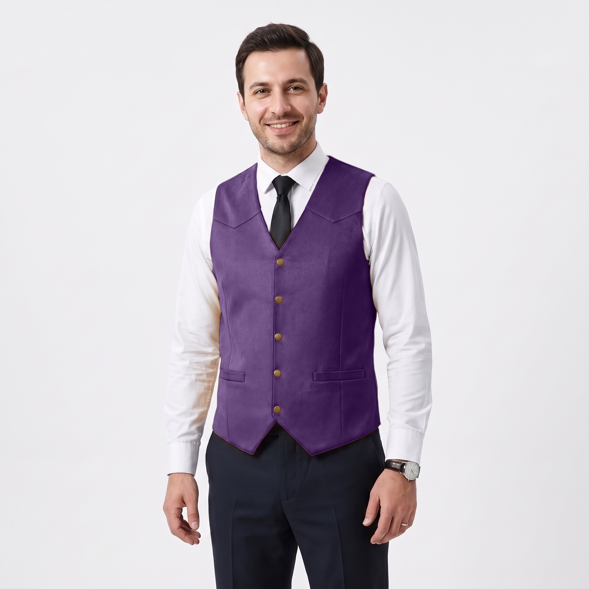 Aesido Retro Men's Single Breasted V-Neck Suede Waistcoat