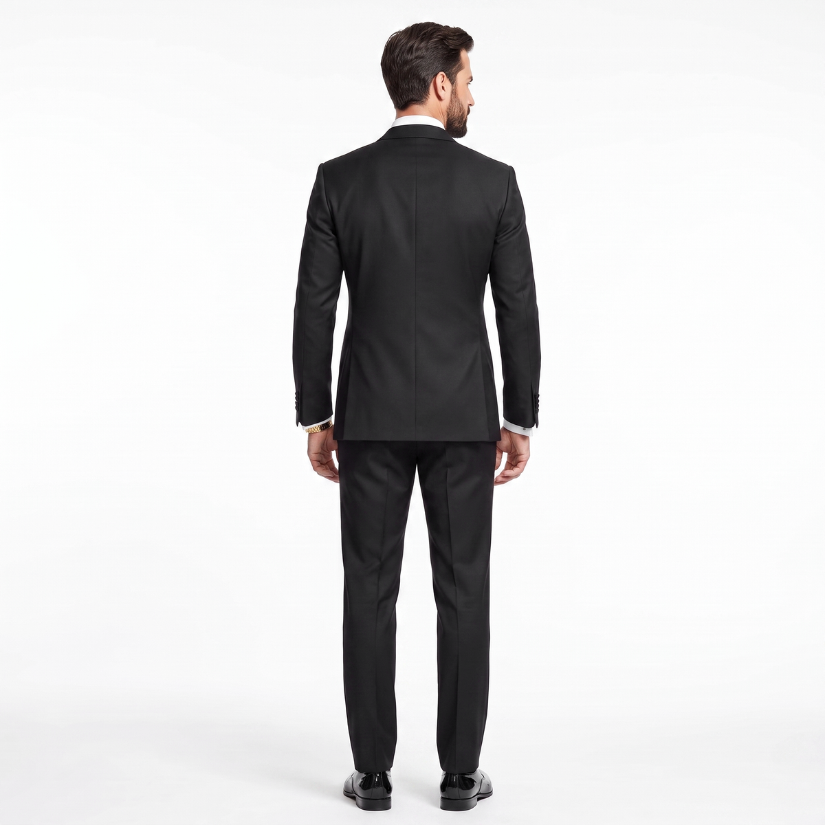 Aesido Men’s Black 2 Pieces Suits with Satin Peak Lapel (Blazer + Pants)