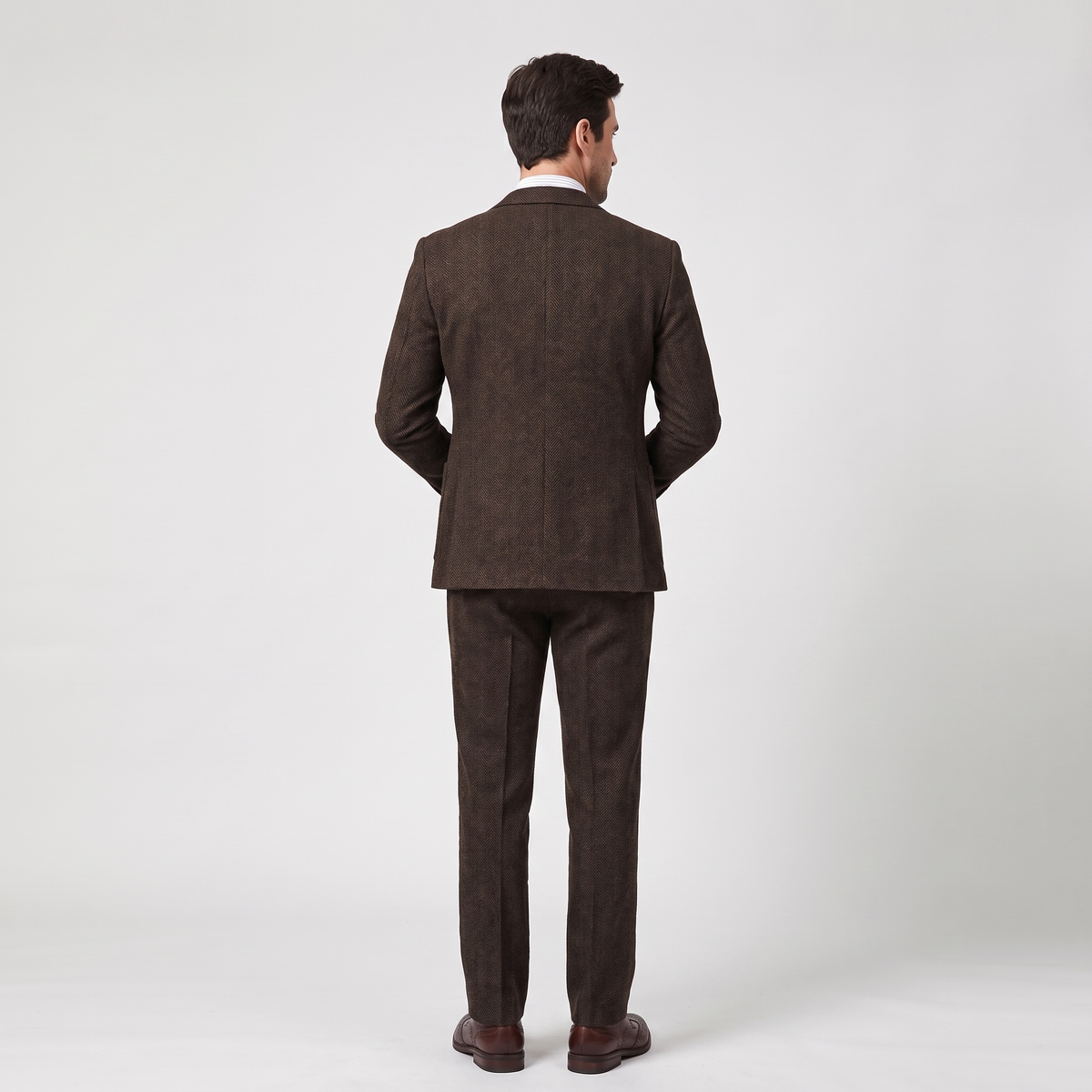 Aesido 3 Pieces Business Herringbone Notch Lapel Men's Suit（Blazer+Vest+Pants）