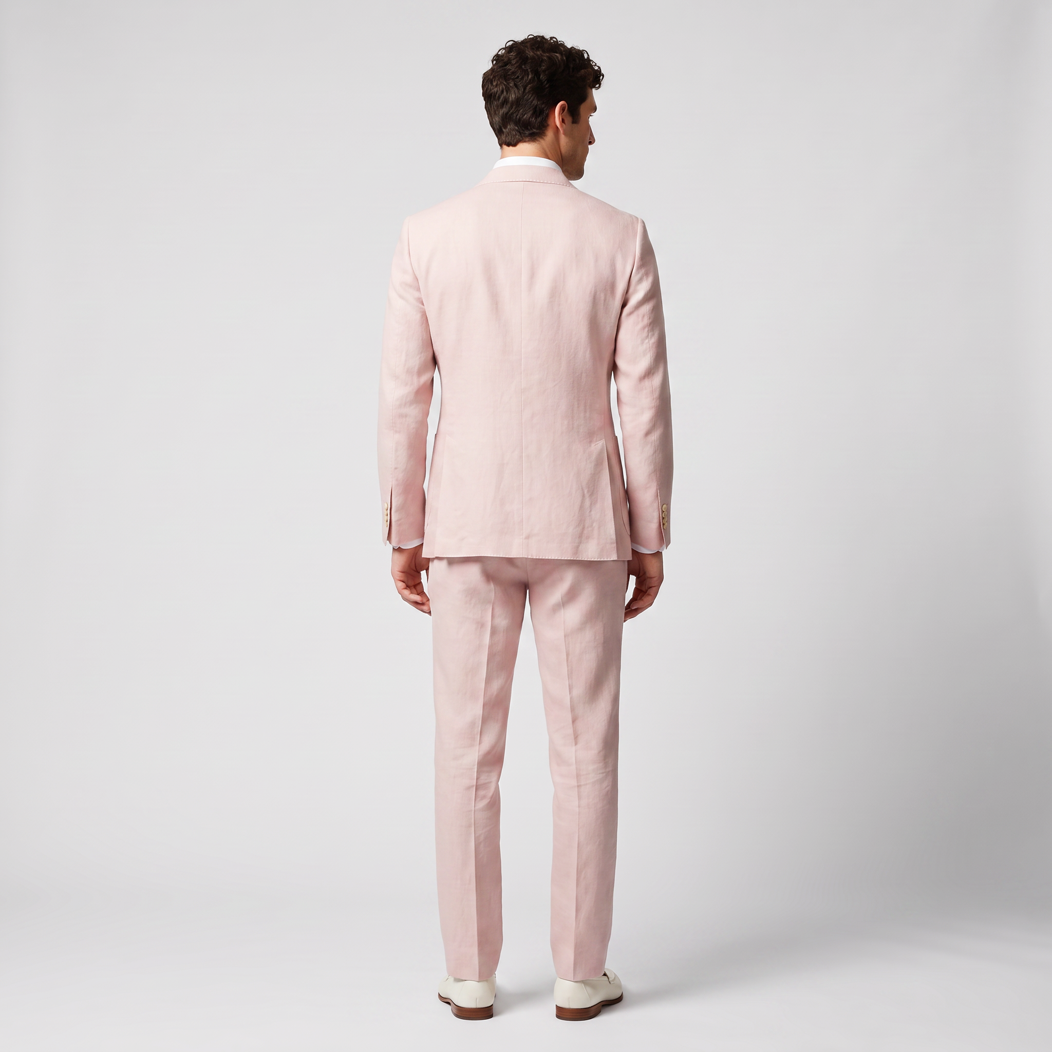 Aesido Casual 2 Pieces Linen Double Breasted Peak Lapel Men's Suits (Blazer+Pants)