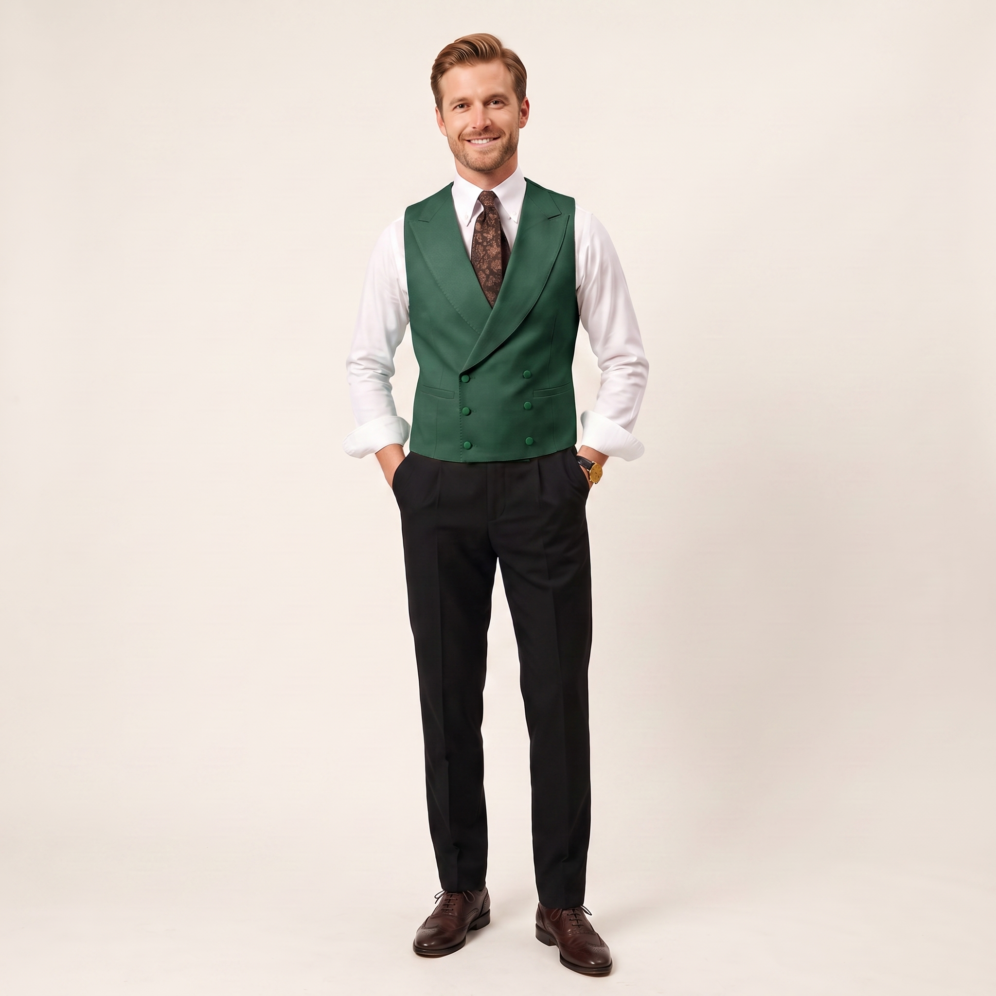 Aesido Men's Sleeveless Vest Solid Double Breasted Business Vest For Wedding