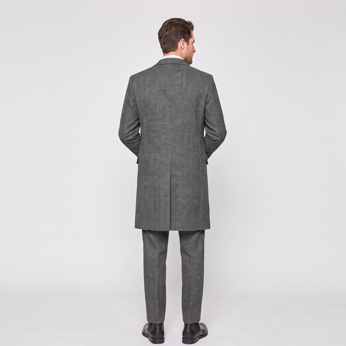 Aesido 3 Pieces Business Mens Suit Regular Fit Peak Lapel Herringbone Blazer(Blazer+vest+Pants)