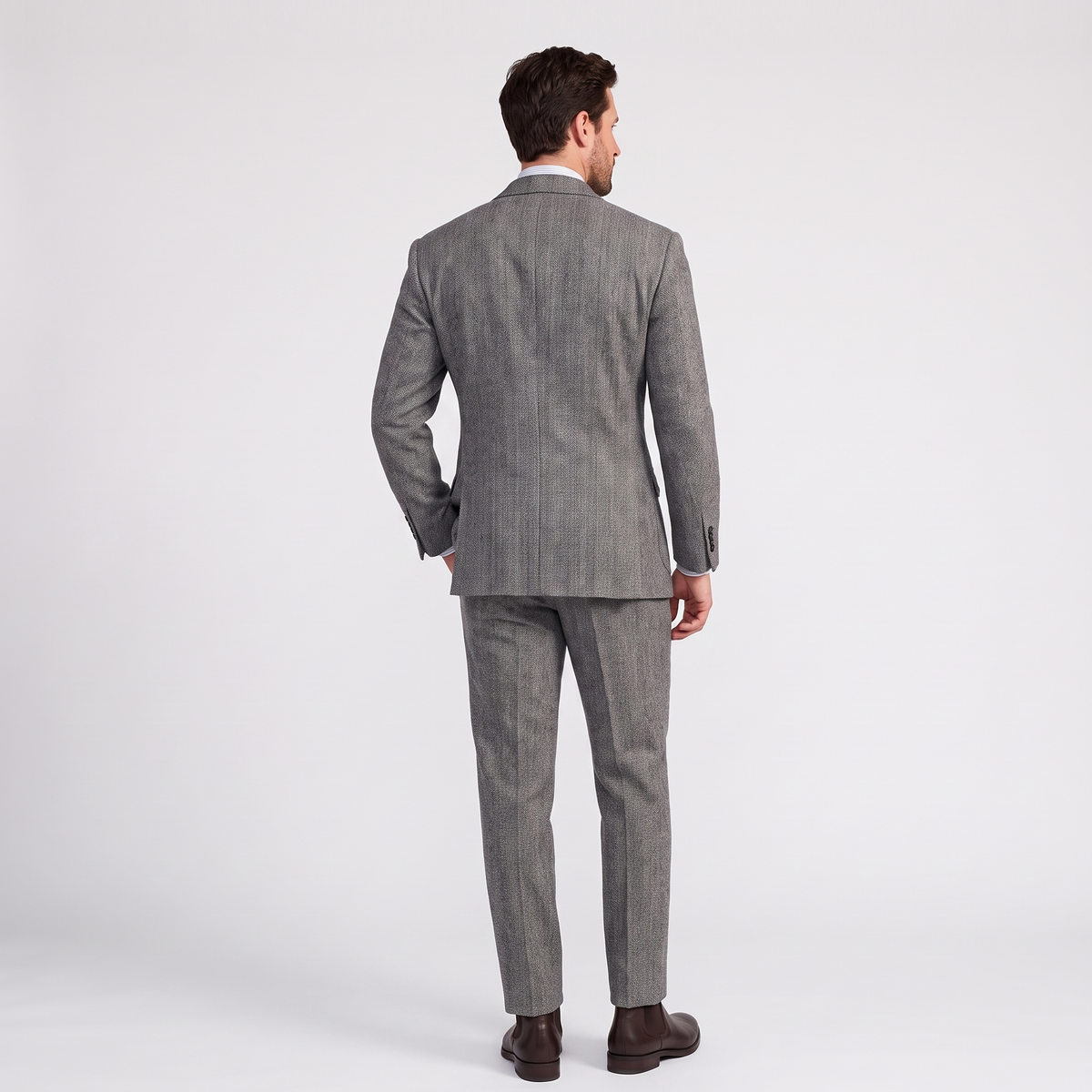 Aesido Men’s Herringbone 2 Pieces Single Breasted Notch Lapel Suit (Blazer+Pants)