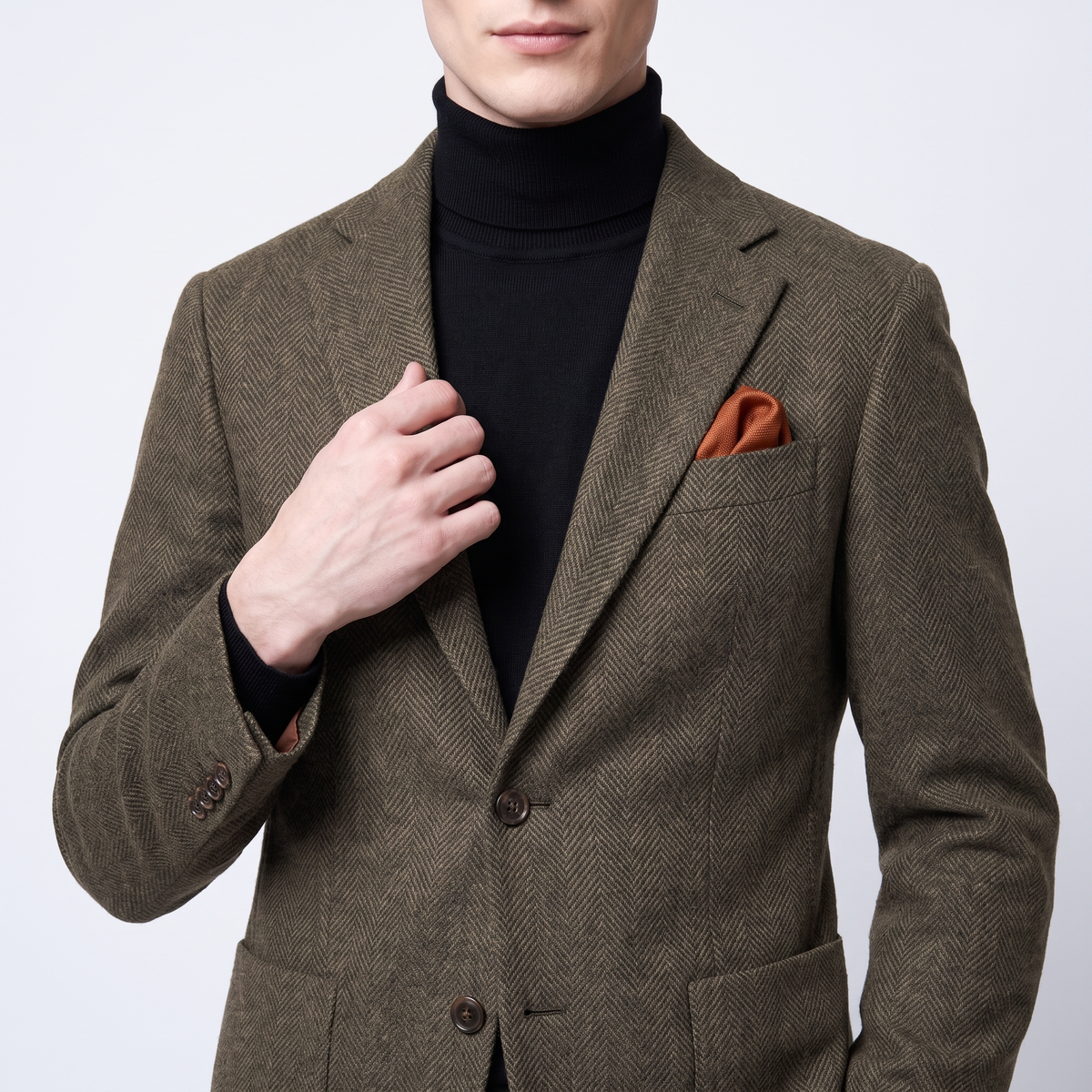 Aesido 2 Pieces Herringbone Notch Lapel Men's Suit Groom Wedding Dress (Blazer+Pants)