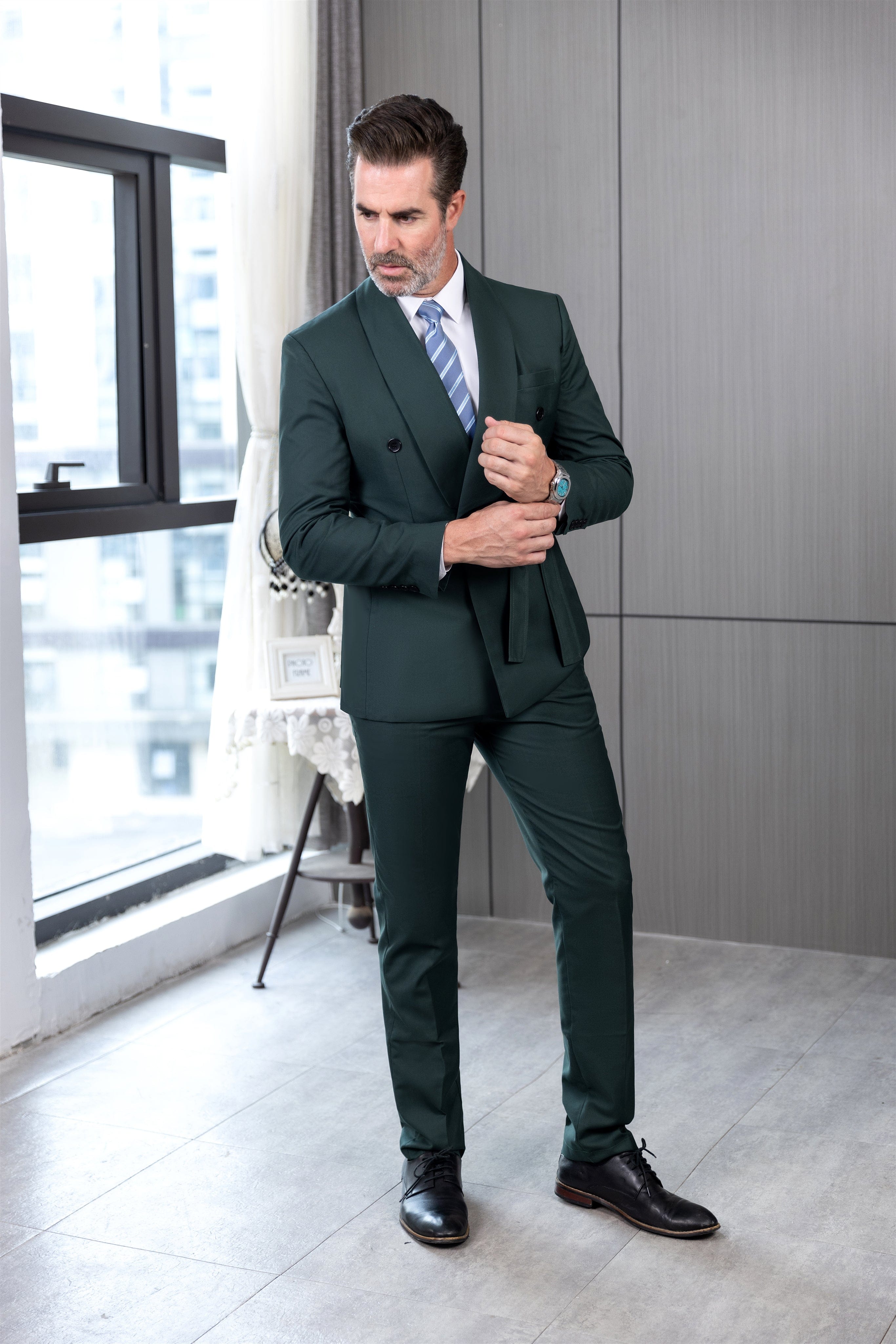 Aesido 2 Piece Fashionable Casual Men's Suit (Blazer+Pants)