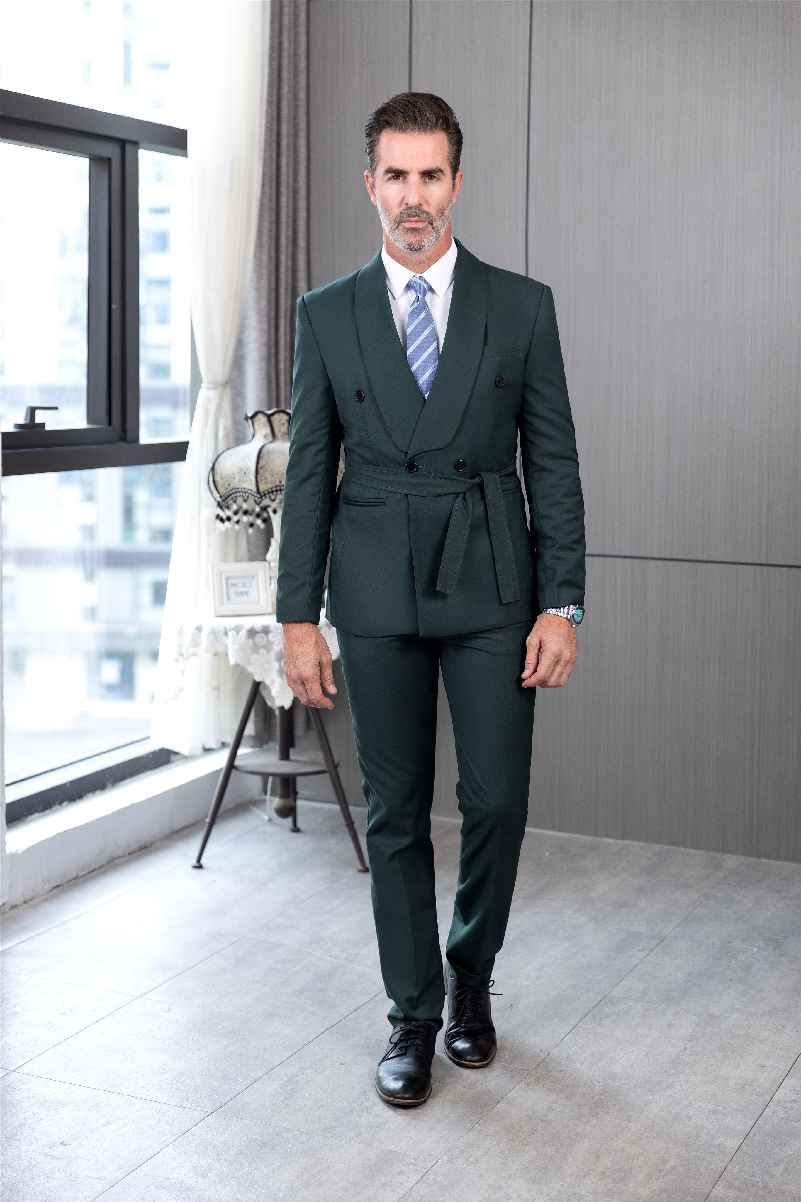aesido 2 Piece Fashionable Casual Men's Suit (Blazer+Pants)