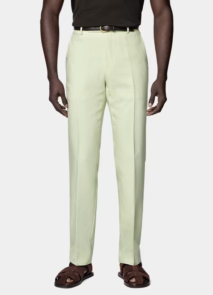 aesido 2 Piece Light Green Double Breasted Men's Suit