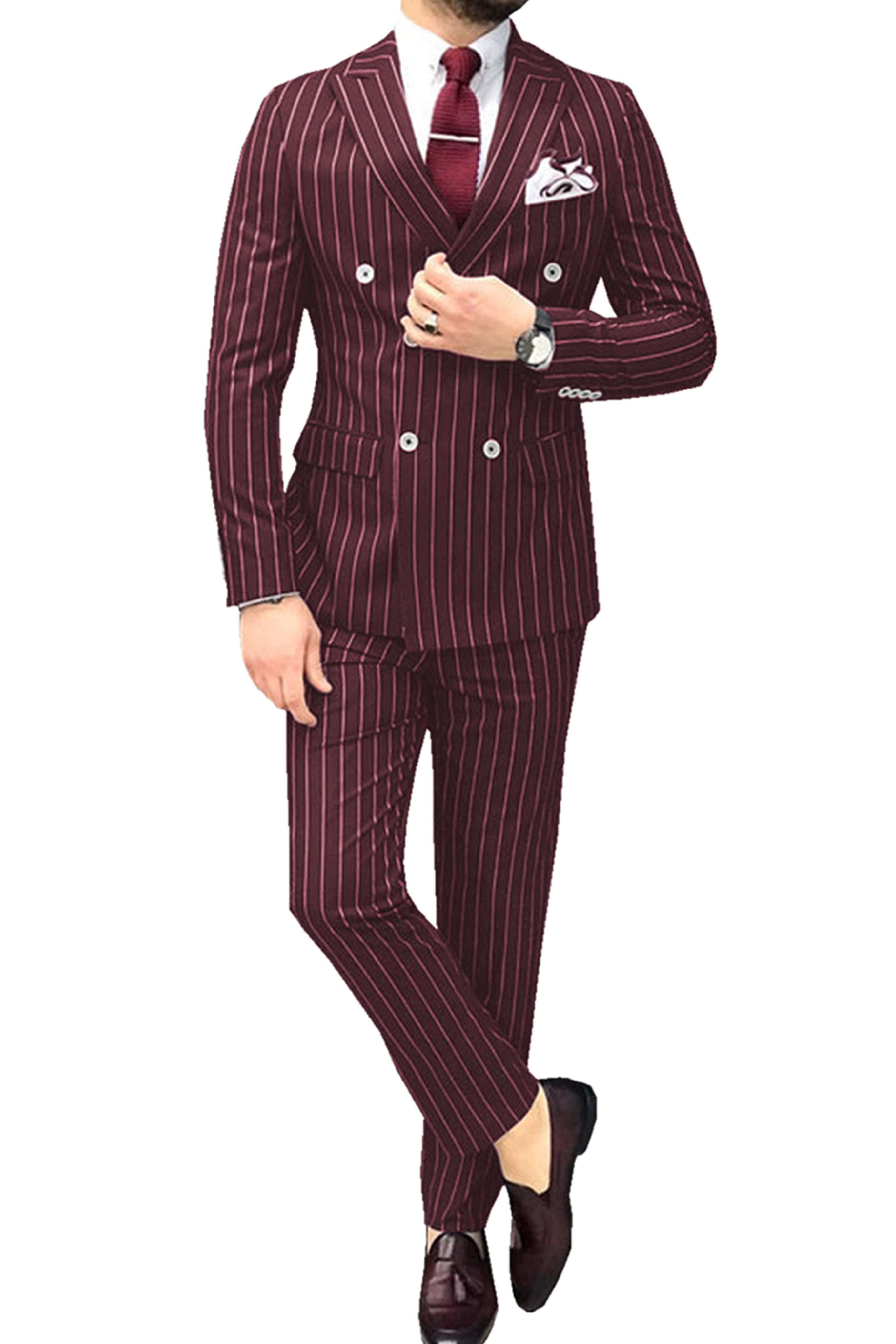 aesido 2 Piece Peak Lapel Men Suit（Blazer+Pants）