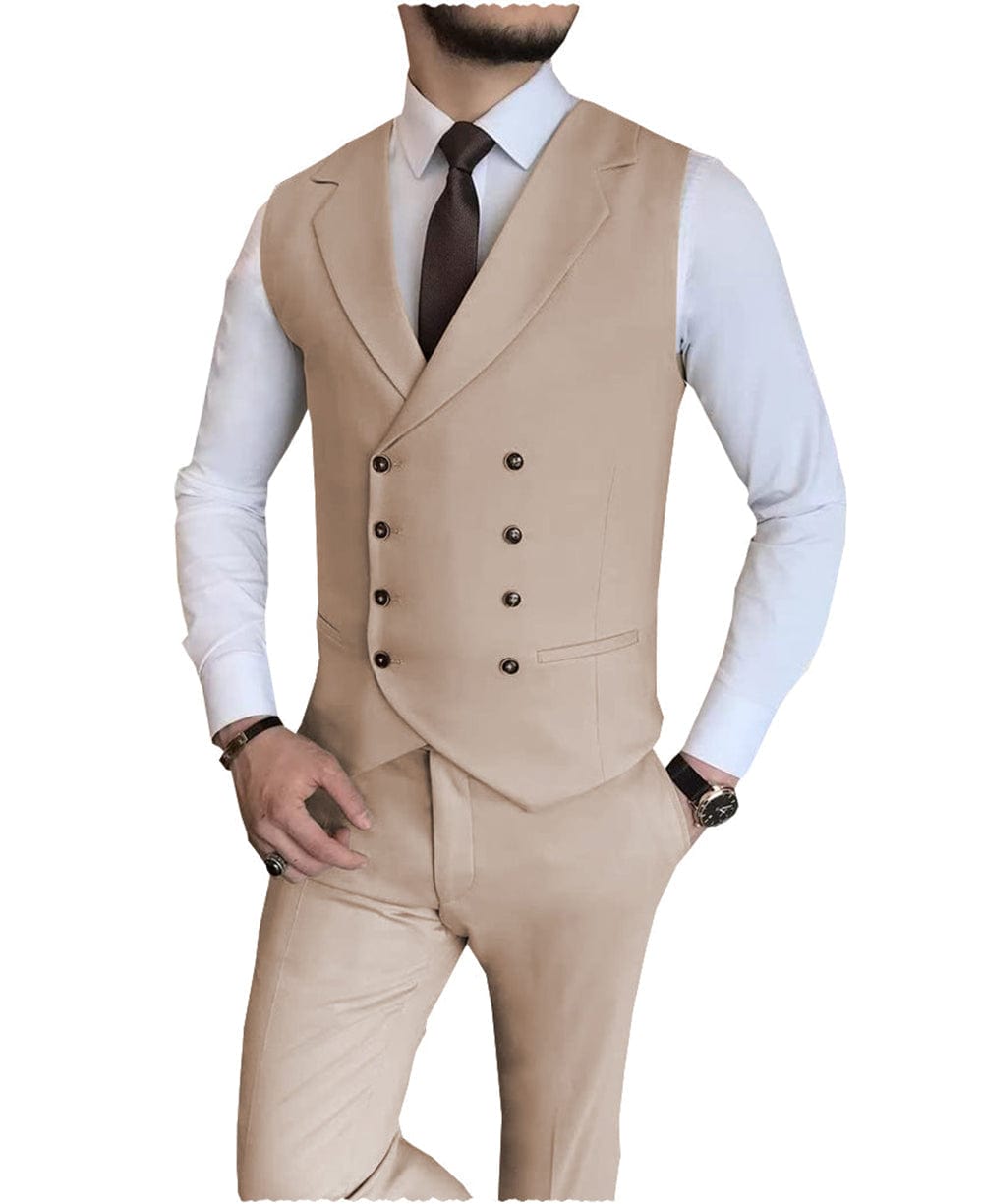 aesido 2 Pieces Casual Mens Fit Suit For Wedding (Vest + Pants)