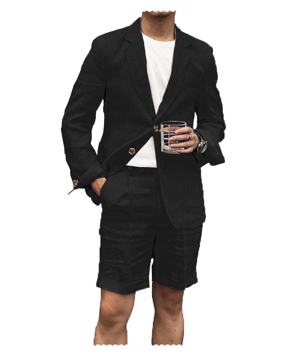 aesido 2 Pieces Casual Mens Suit Regular Fit Linen(Blazer + Pants)