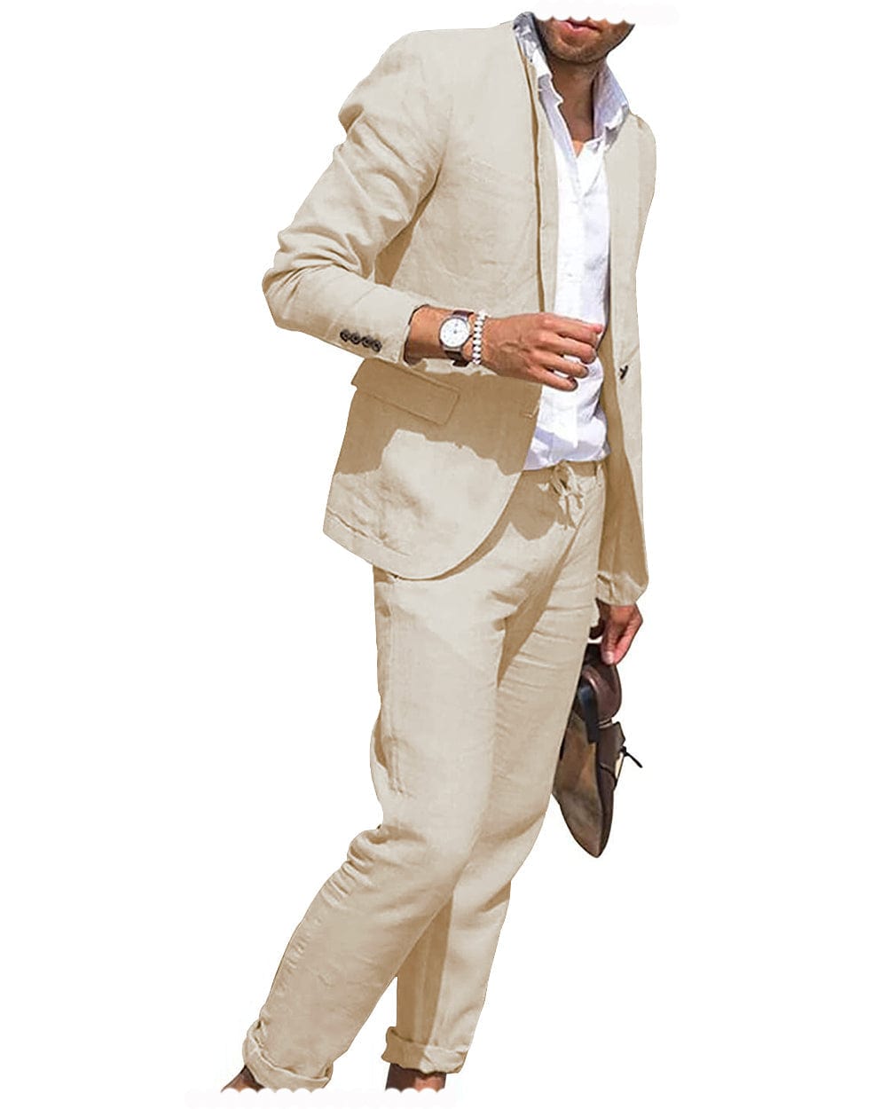 aesido 2 Pieces Casual Mens Suit Regular Fit Notch Lapel For Leisure (Blazer + Pants)