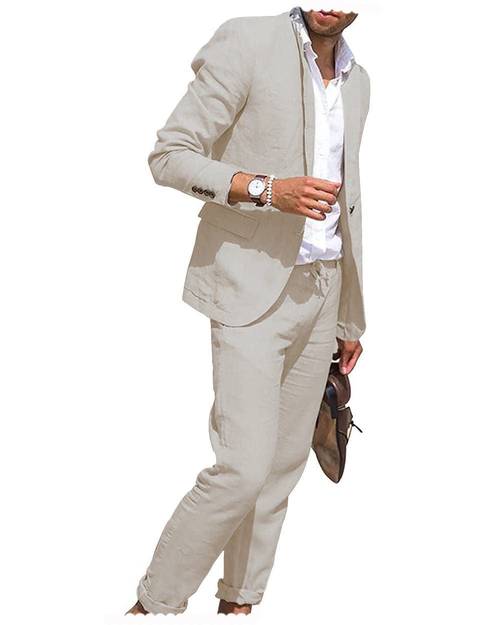 aesido 2 Pieces Casual Mens Suit Regular Fit Notch Lapel For Leisure (Blazer + Pants)