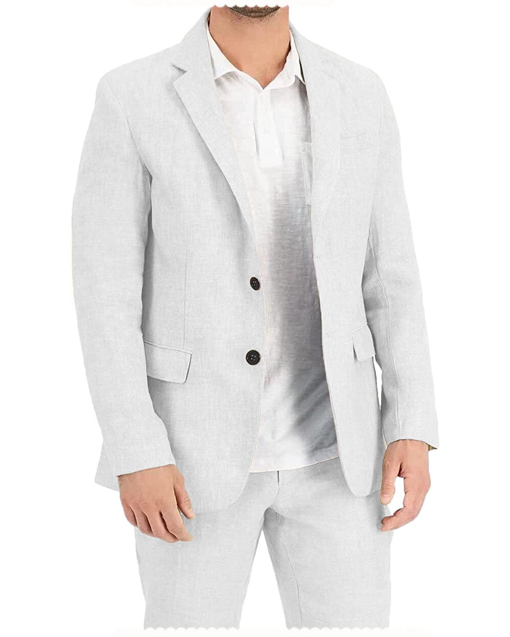 aesido 2 Pieces Casual Mens Suit Regular Fit Notch Lapel Linen Blazer For Leisure (Blazer + Pants)