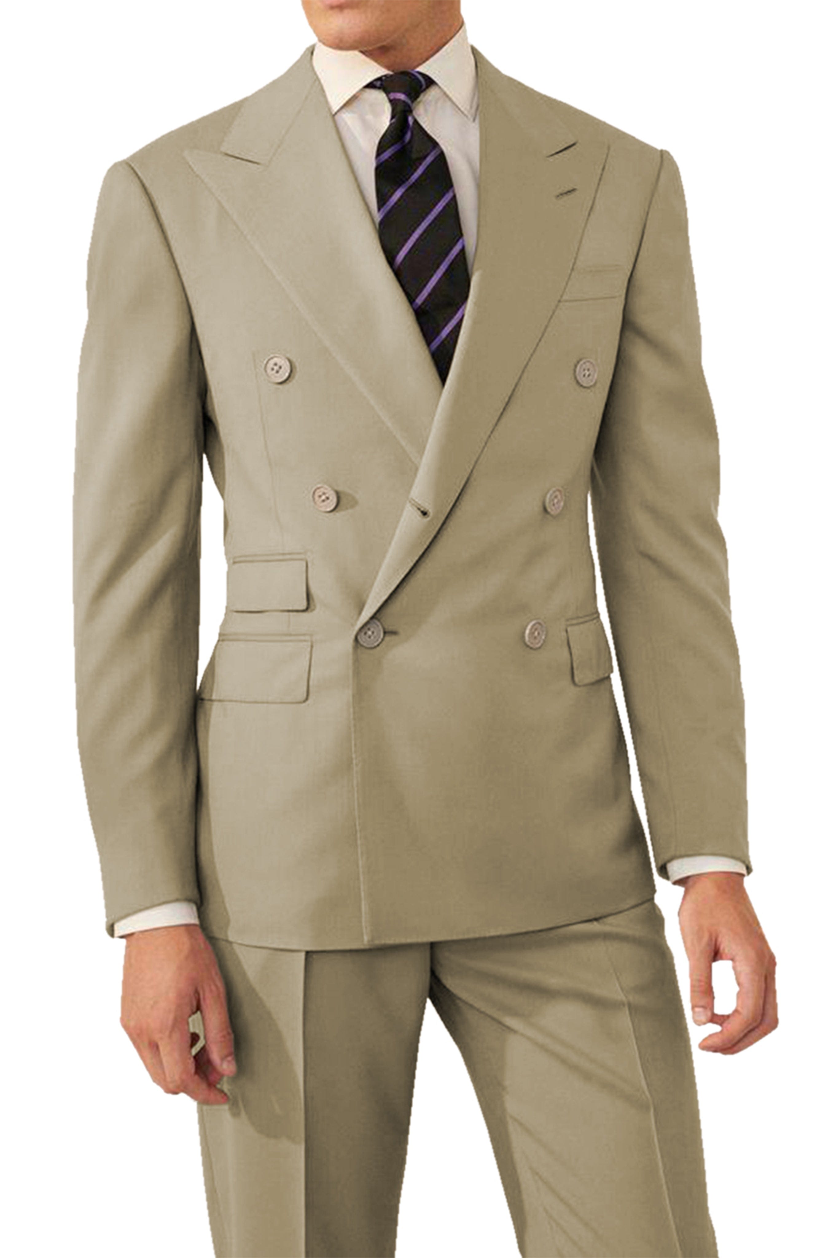 aesido 2 Pieces Double Breasted Men's Suit  (Blazer+Pants)