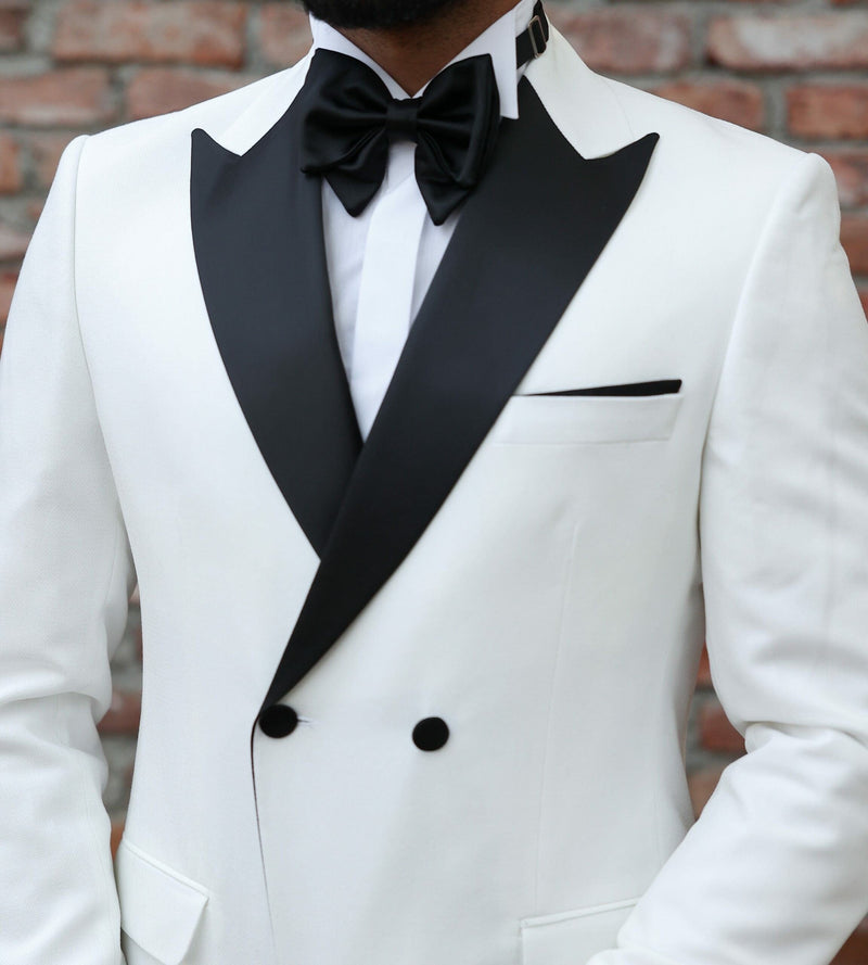 Ulnomio Men's Checked Two-Piece Suit - Double Breasted Peak Lapel Tuxedo For Prom, Weddings & Casual Events
