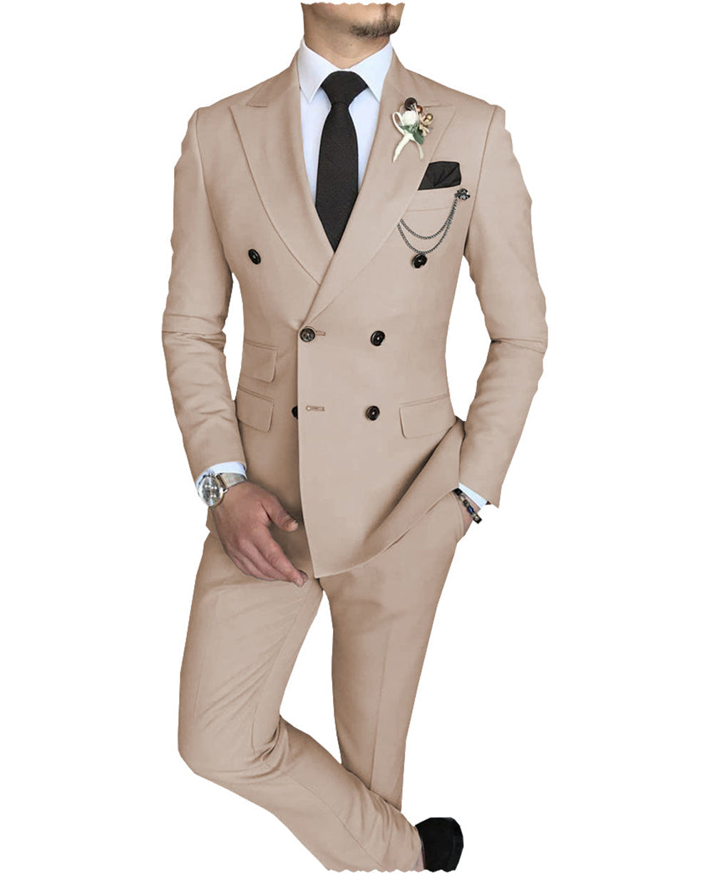 aesido 2 Pieces Mens Suit Notch Lapel Blazer (Blazer+Pants)