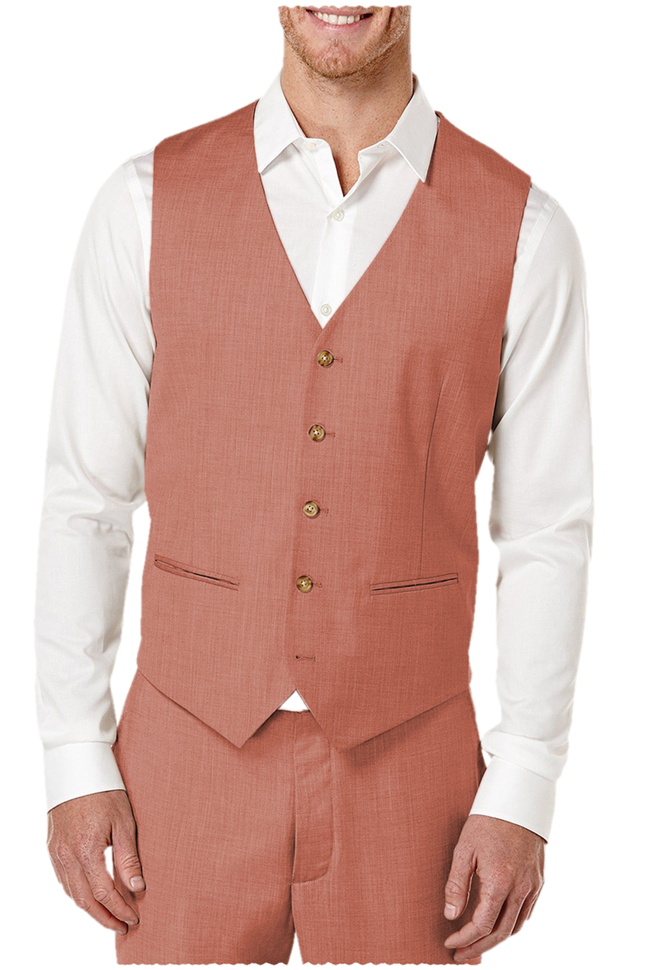 2 Pieces Single Brasted V Neck Men's Vest (Waistcoat+Pants) | Aesido