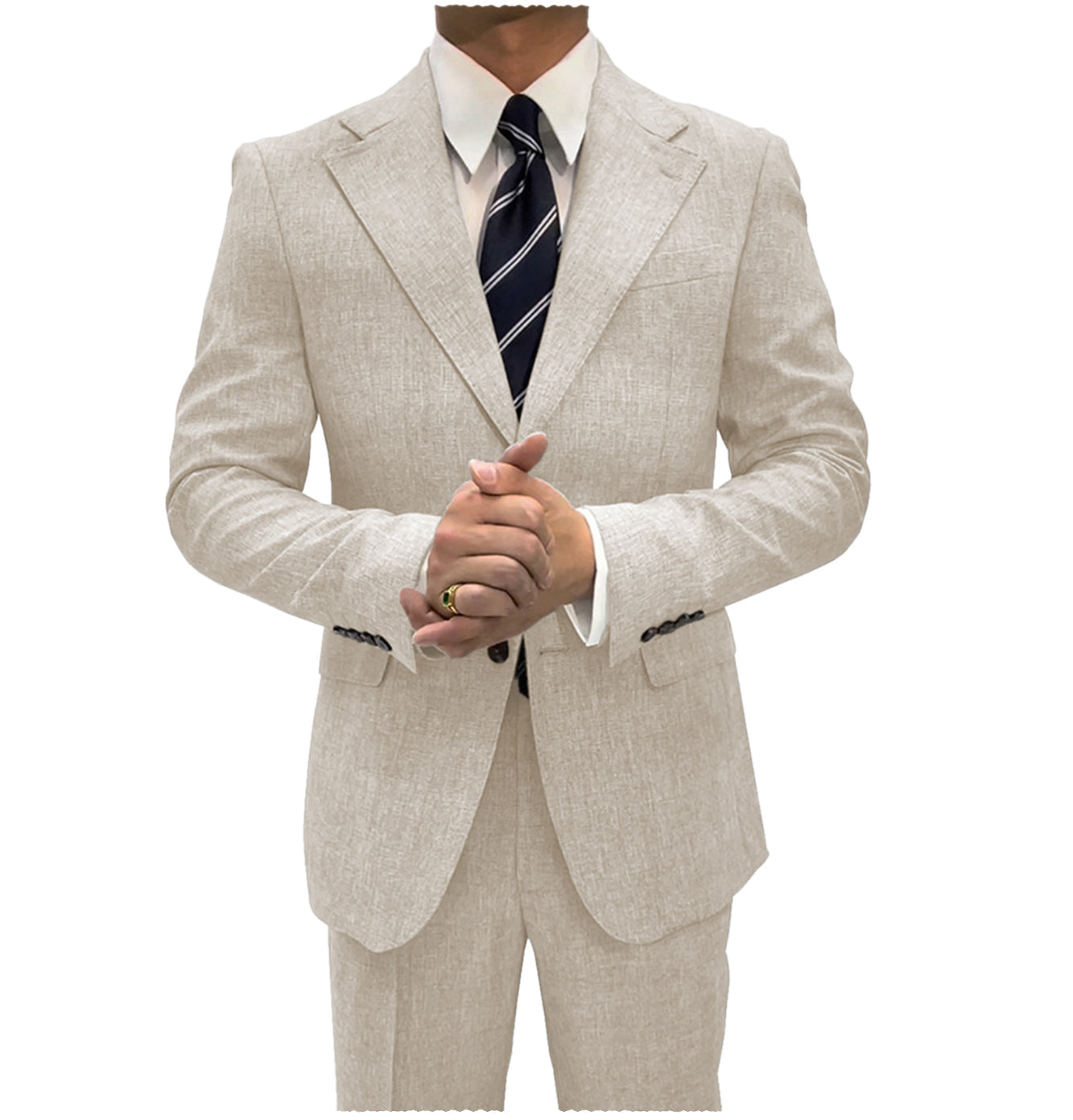aesido 2 Pieces Single Button Notch Lapel Men Suit (Blazer+Pants)