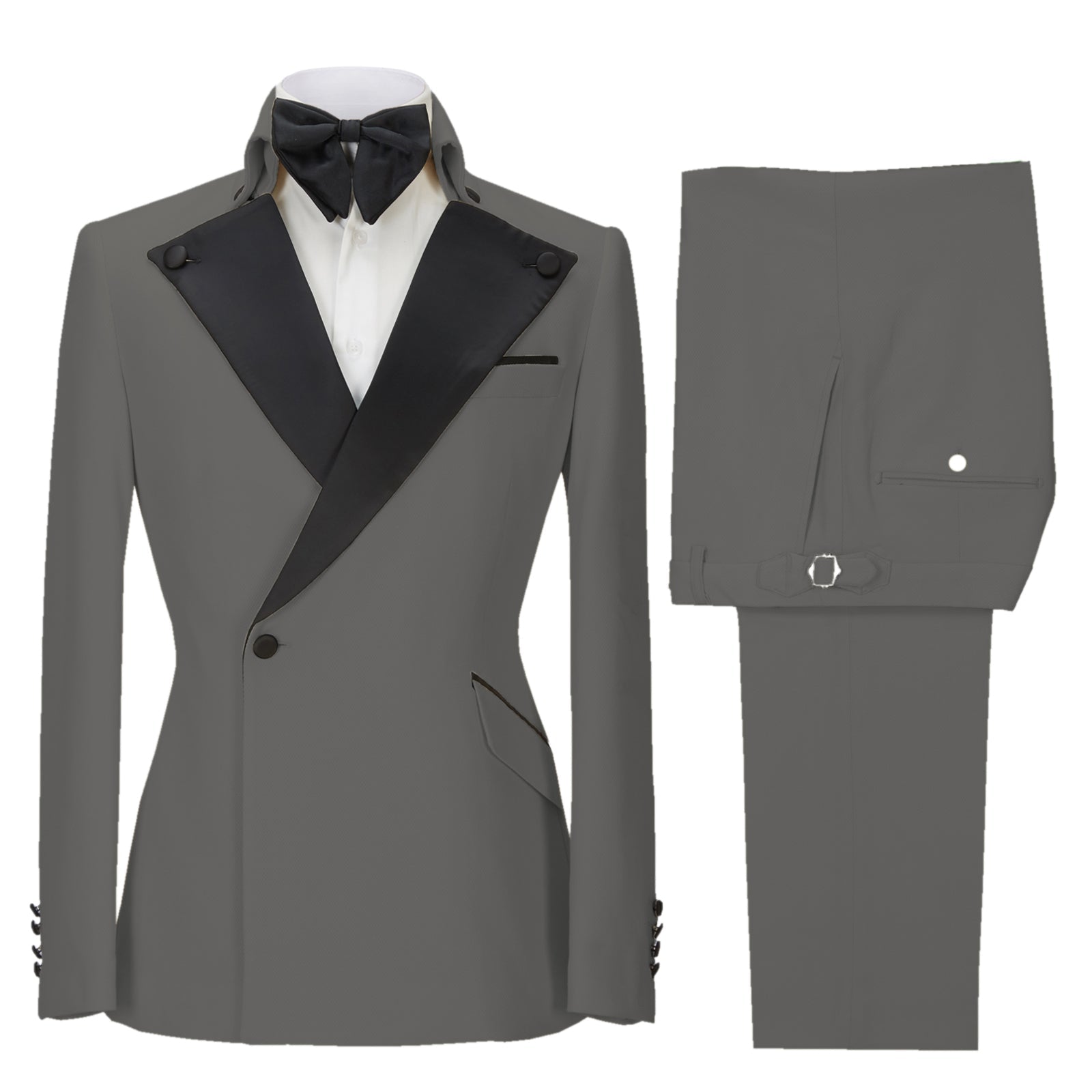 aesido 2 Pieces Single Button Peak Lapel Men Suit (Blazer+Pants)