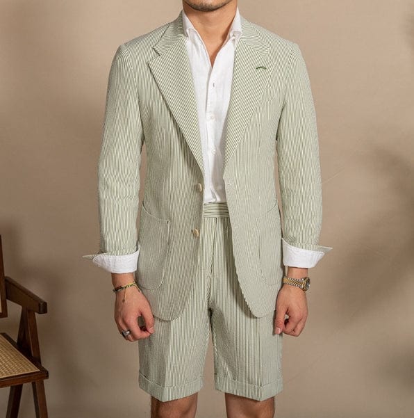 aesido 2024 New Summer Notch Lapel Fashion Men's Suits (Blazer+Pants)