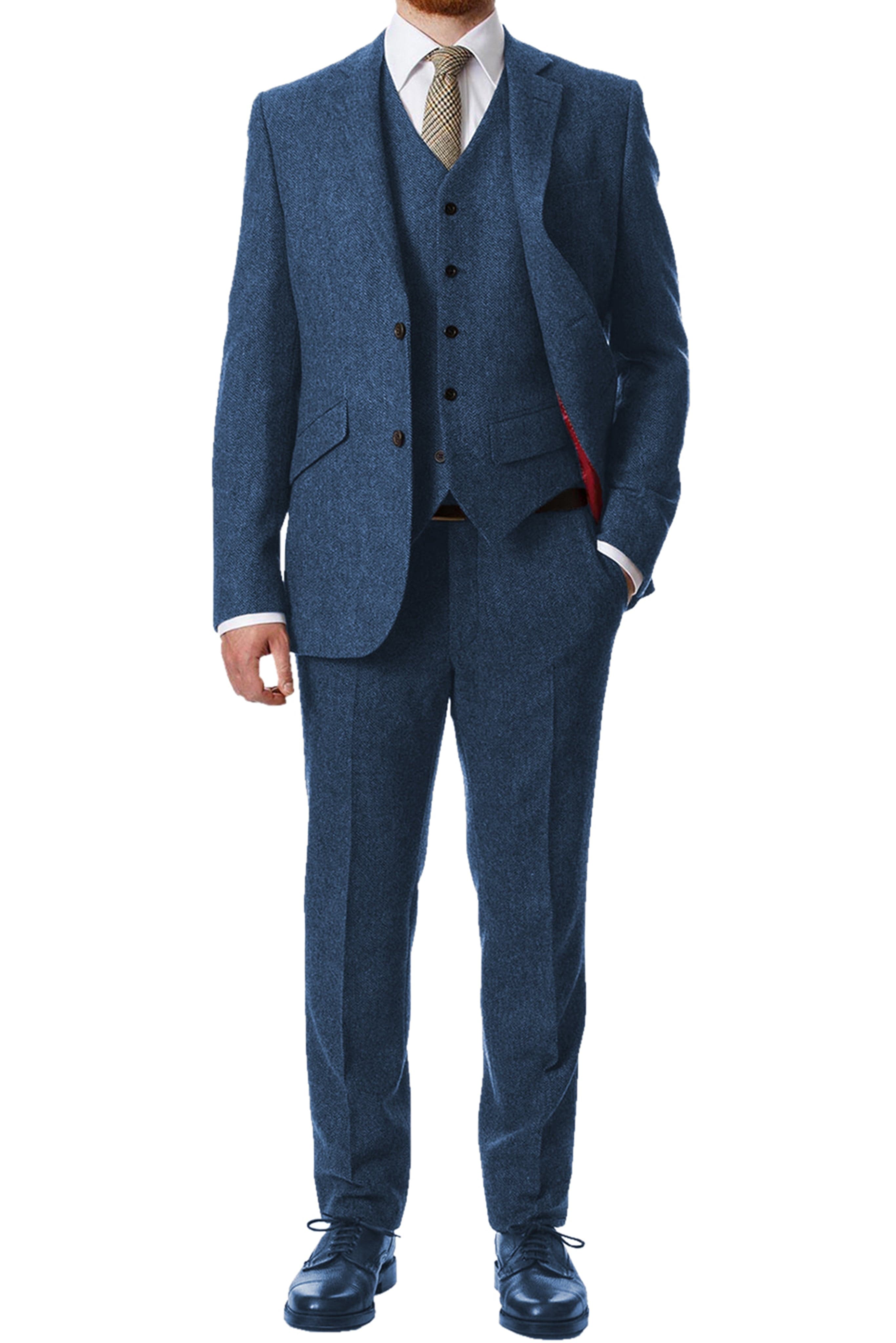 aesido 3 Piece Notch Lapel Men's Suit（Blazer+Vest+Pants）