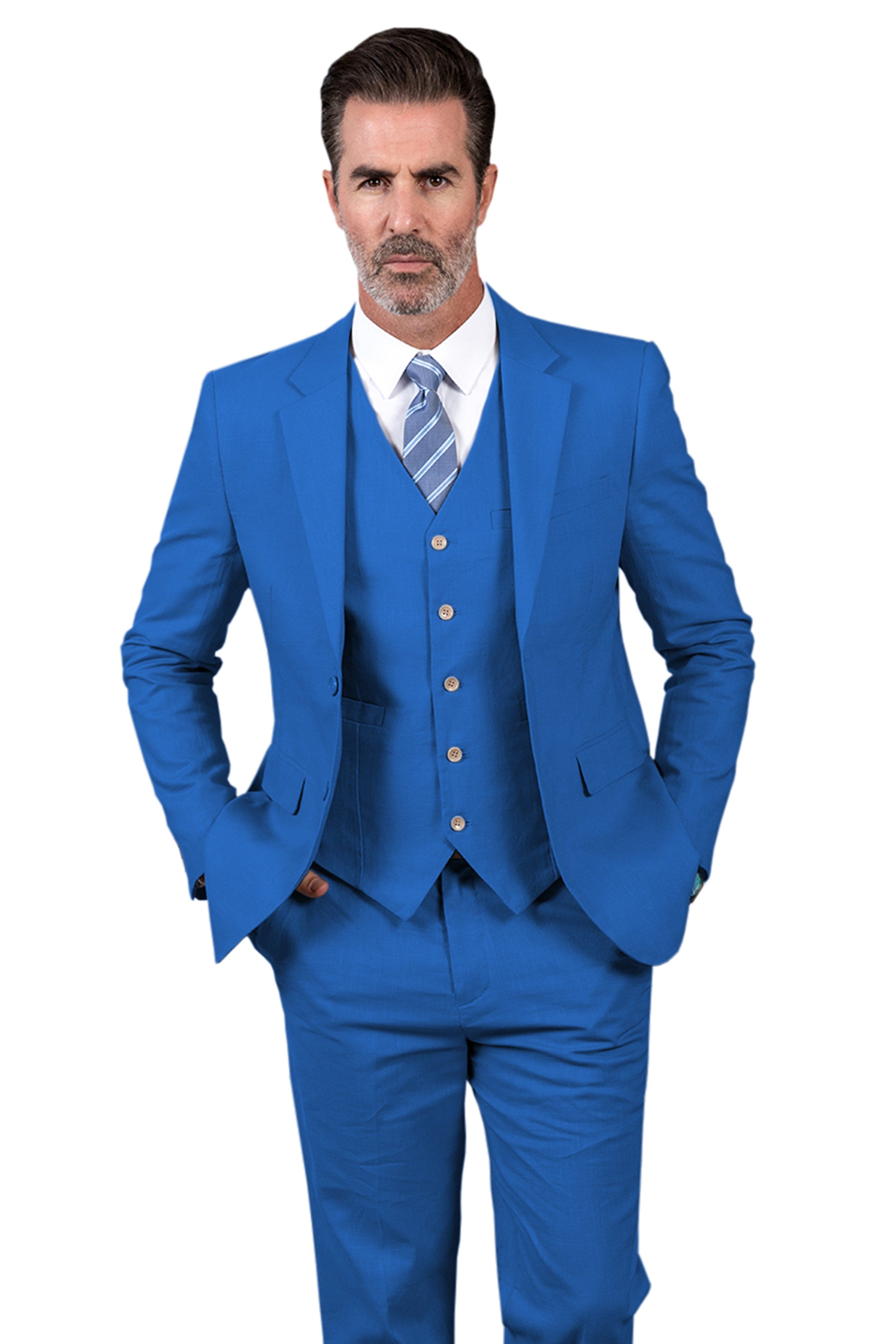 aesido 3 Piece Notch Lapel Men's Suit For Wedding