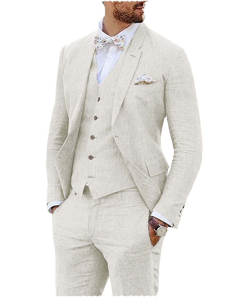 aesido 3 Pieces Business Mens Suit For Wedding (Blazer+vest+Pants)