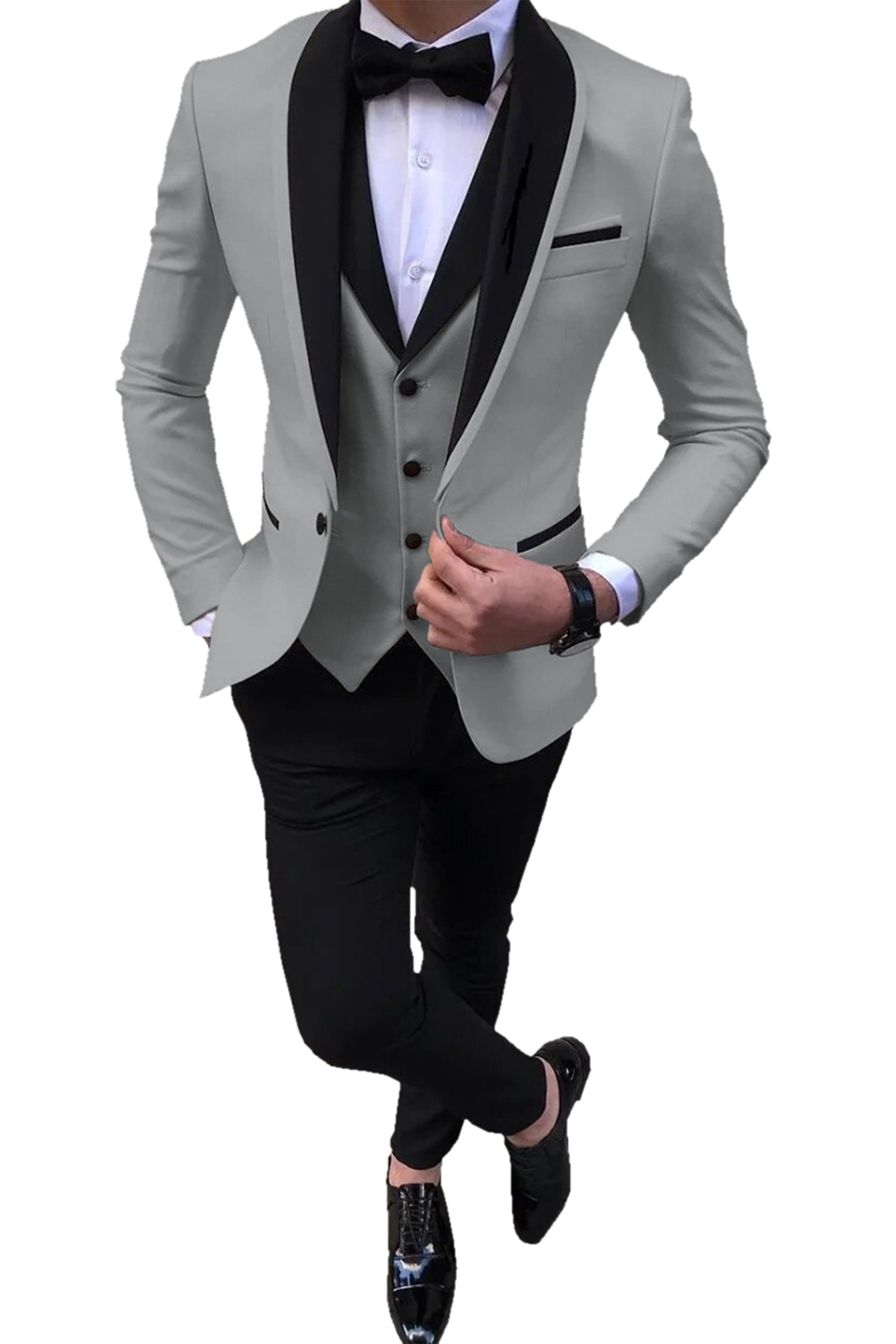aesido 3 Pieces Slim Fit Single Buttons Men's Suit（Blazer+Vest+Pants）