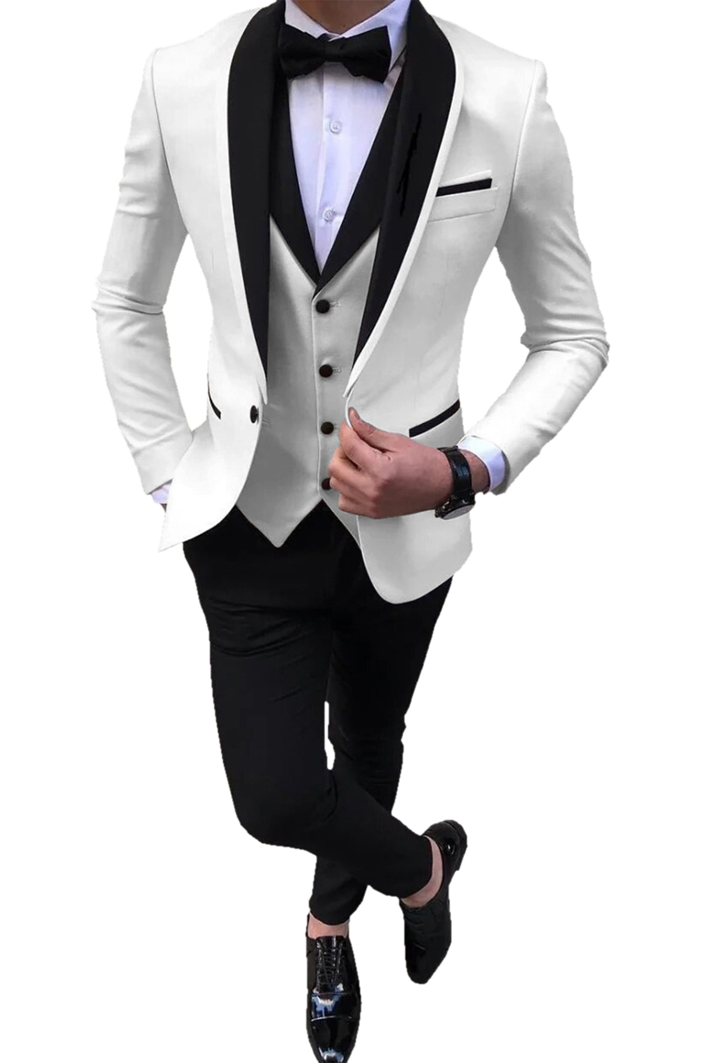 aesido 3 Pieces Slim Fit Single Buttons Men's Suit（Blazer+Vest+Pants）
