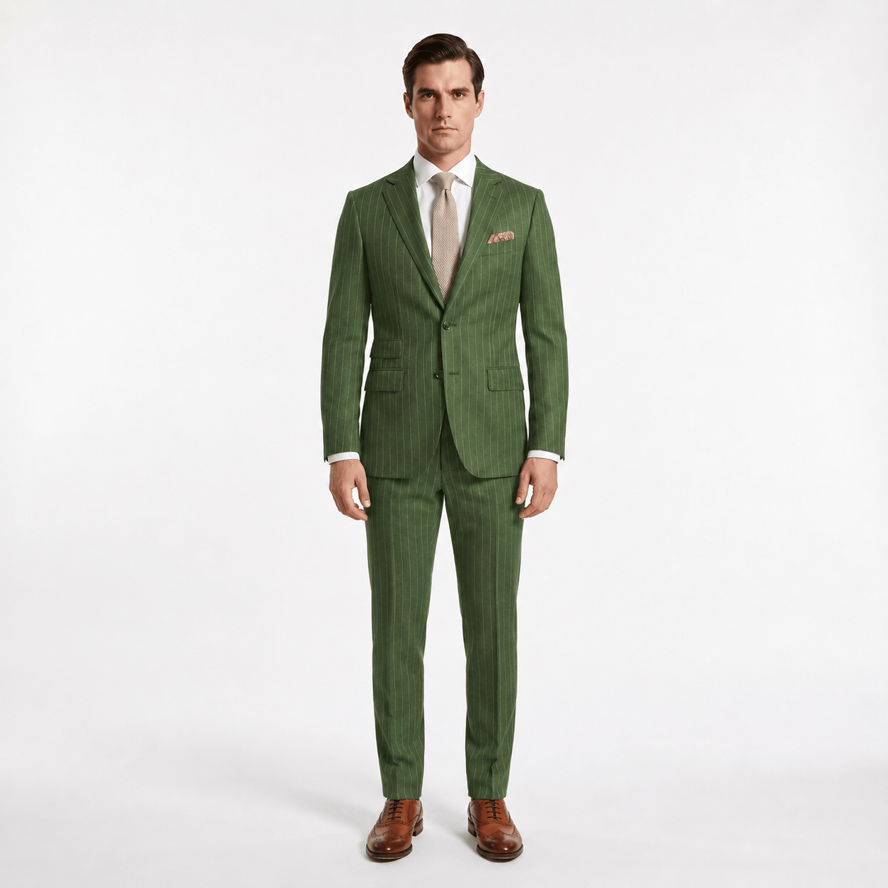 Aesido Aesido 2 Piece Double Button Notch Lapel Multi Pocket Striped Men's Suit (Blazer+Pants)