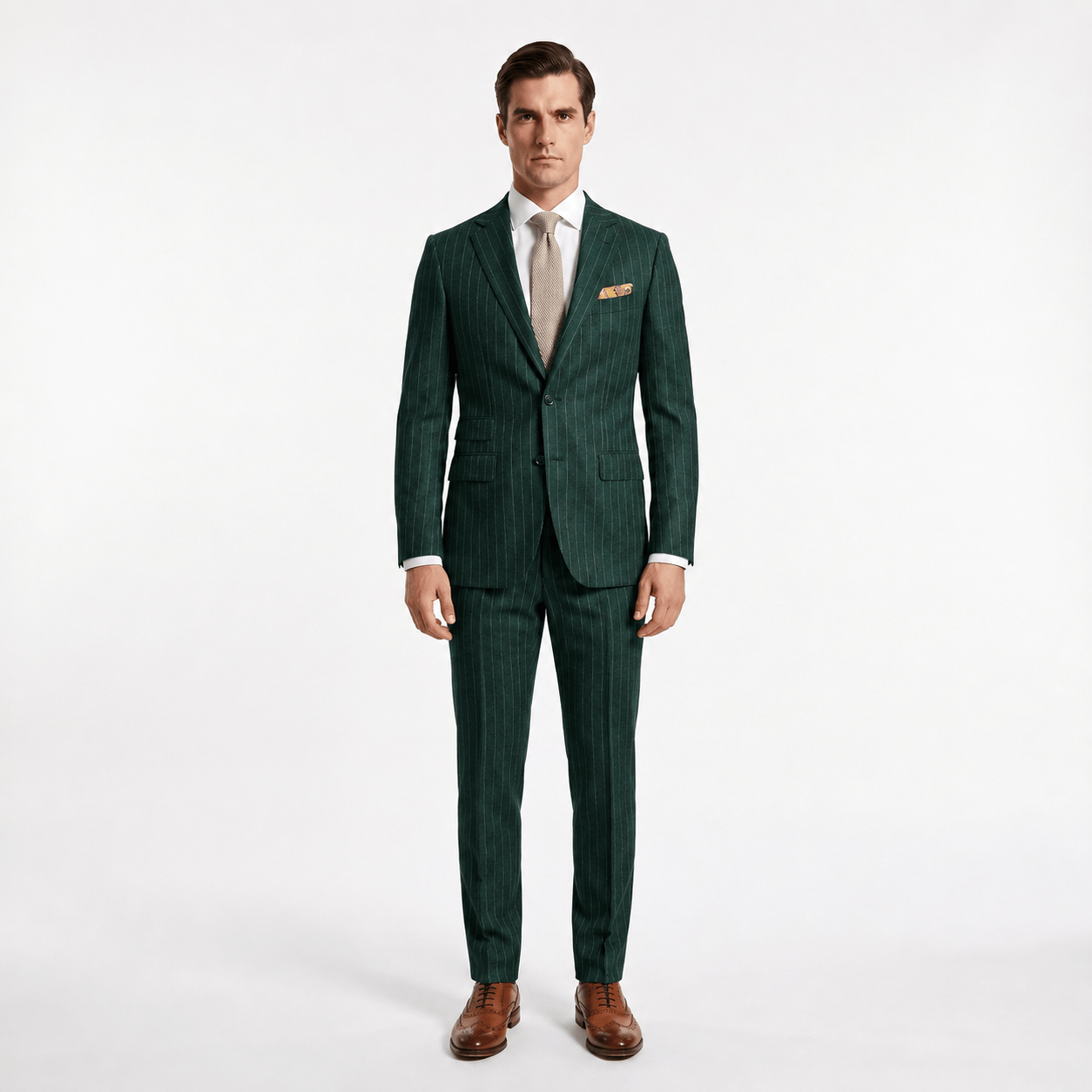 Aesido Aesido 2 Piece Double Button Notch Lapel Multi Pocket Striped Men's Suit (Blazer+Pants)