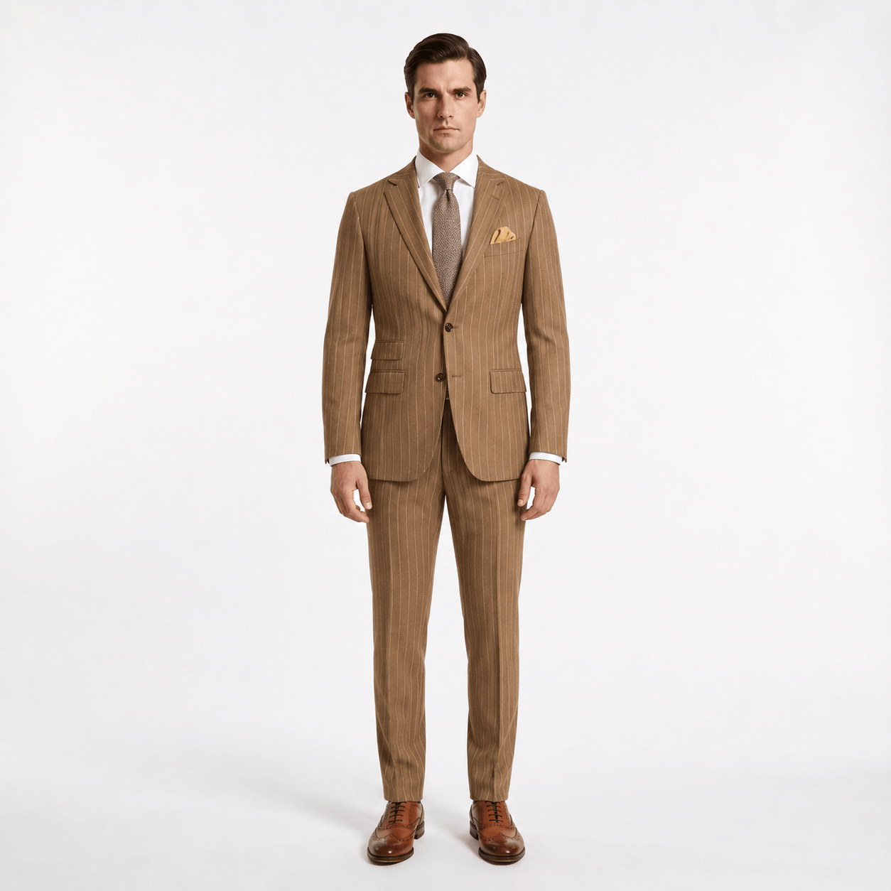 Aesido Aesido 2 Piece Double Button Notch Lapel Multi Pocket Striped Men's Suit (Blazer+Pants)
