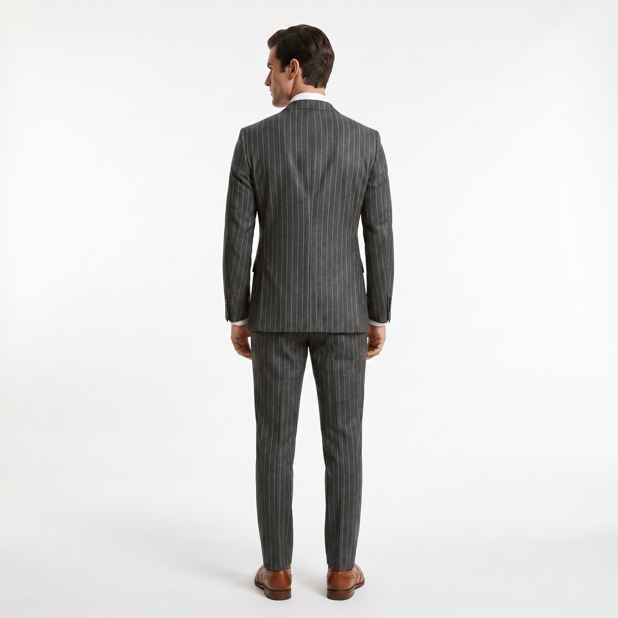 Aesido Aesido 2 Piece Double Button Notch Lapel Multi Pocket Striped Men's Suit (Blazer+Pants)