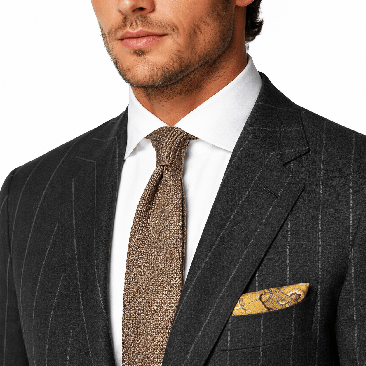 Aesido Aesido 2 Piece Double Button Notch Lapel Multi Pocket Striped Men's Suit (Blazer+Pants)