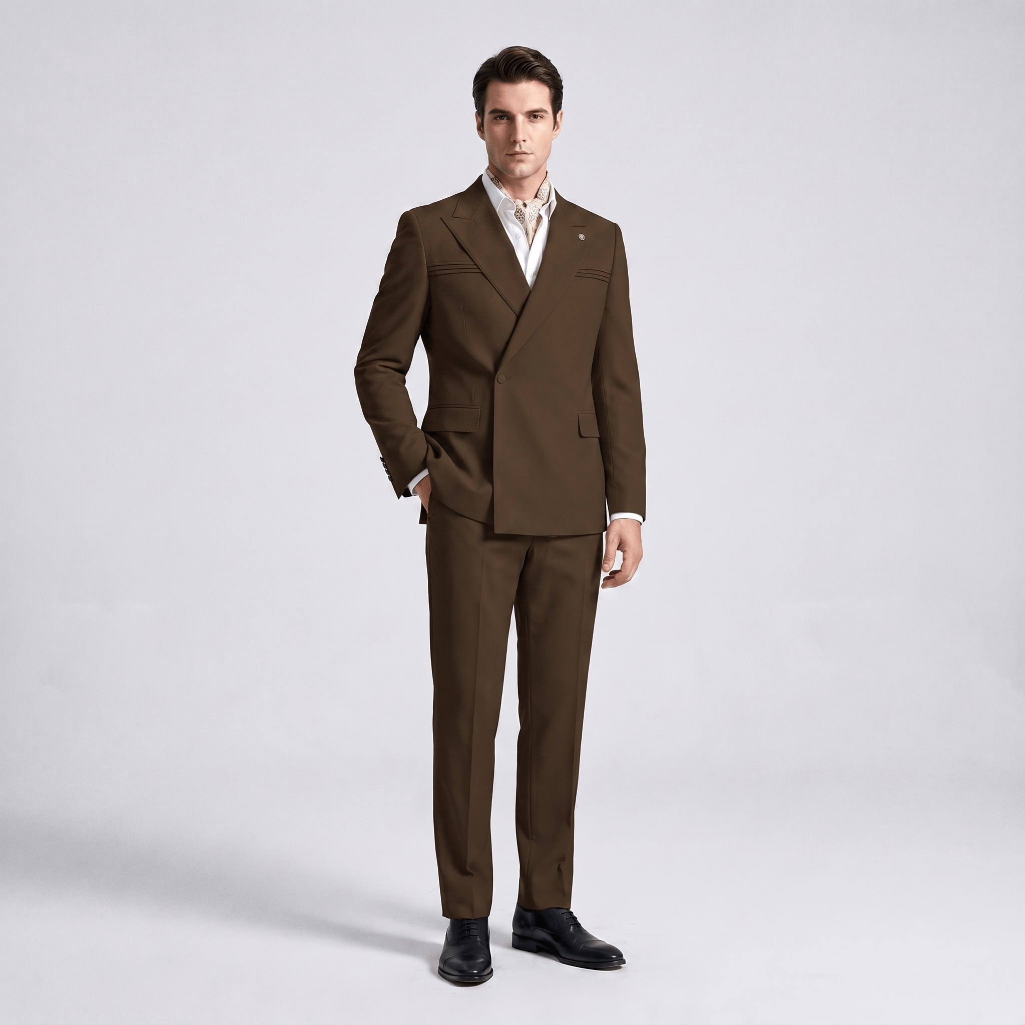 Aesido Aesido 2 Pieces Business Mens Suit Slim Fit Peak Lapel Flat Blazer For Wedding (Blazer + Pants)