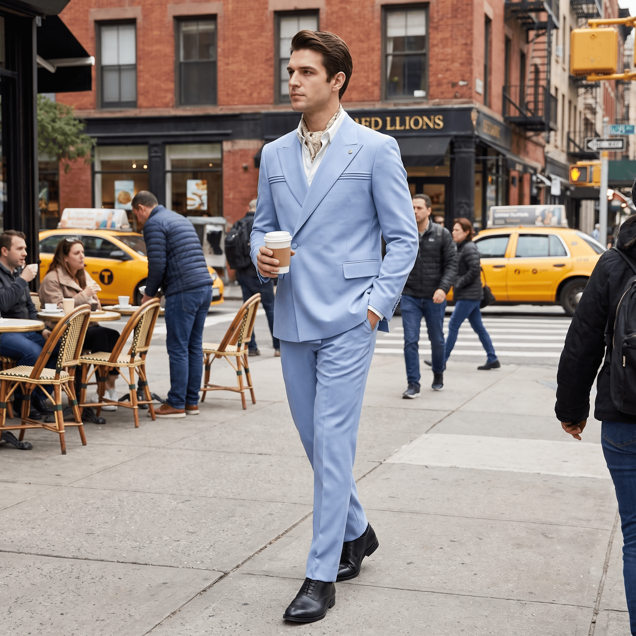 Aesido Aesido 2 Pieces Business Mens Suit Slim Fit Peak Lapel Flat Blazer For Wedding (Blazer + Pants)