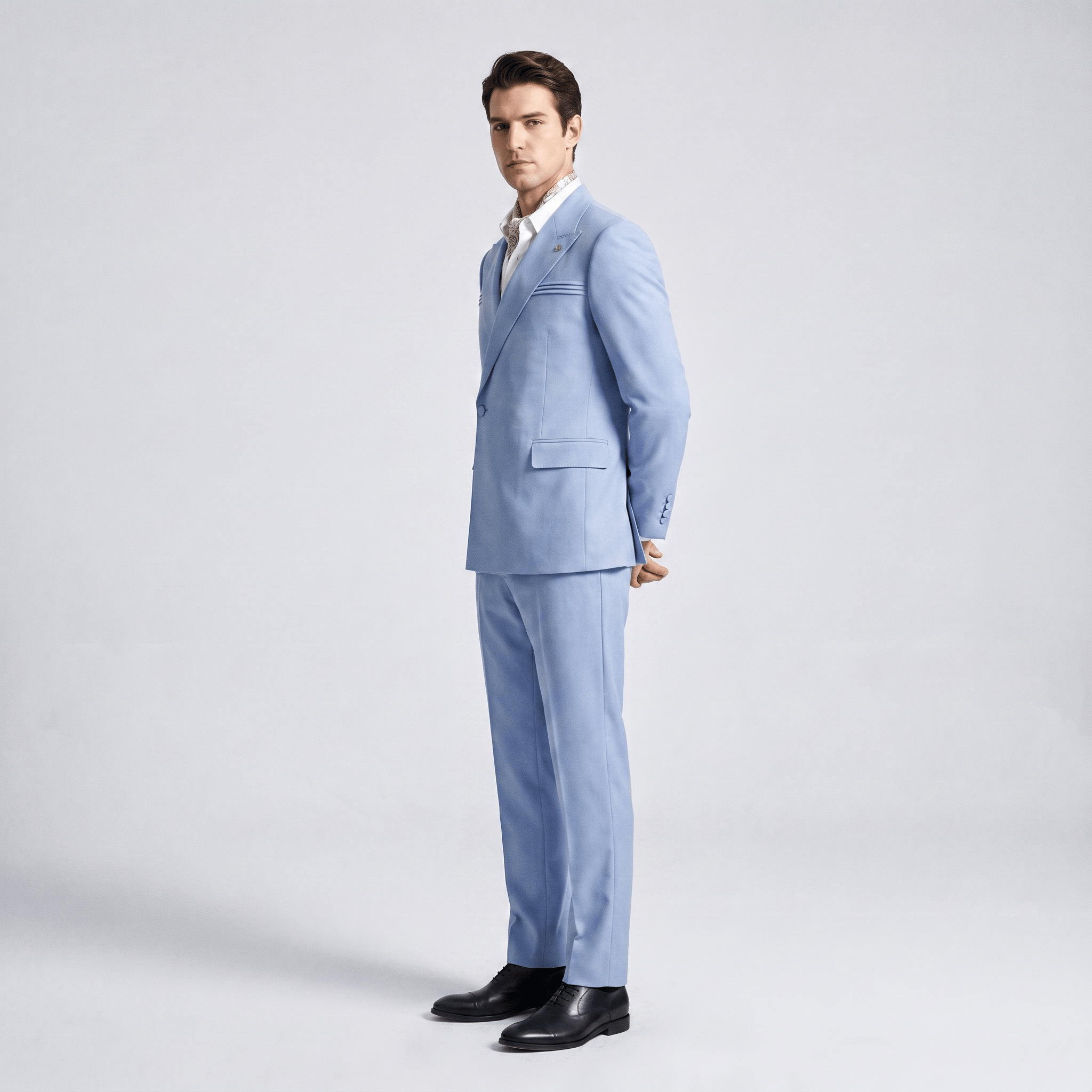 Aesido Aesido 2 Pieces Business Mens Suit Slim Fit Peak Lapel Flat Blazer For Wedding (Blazer + Pants)