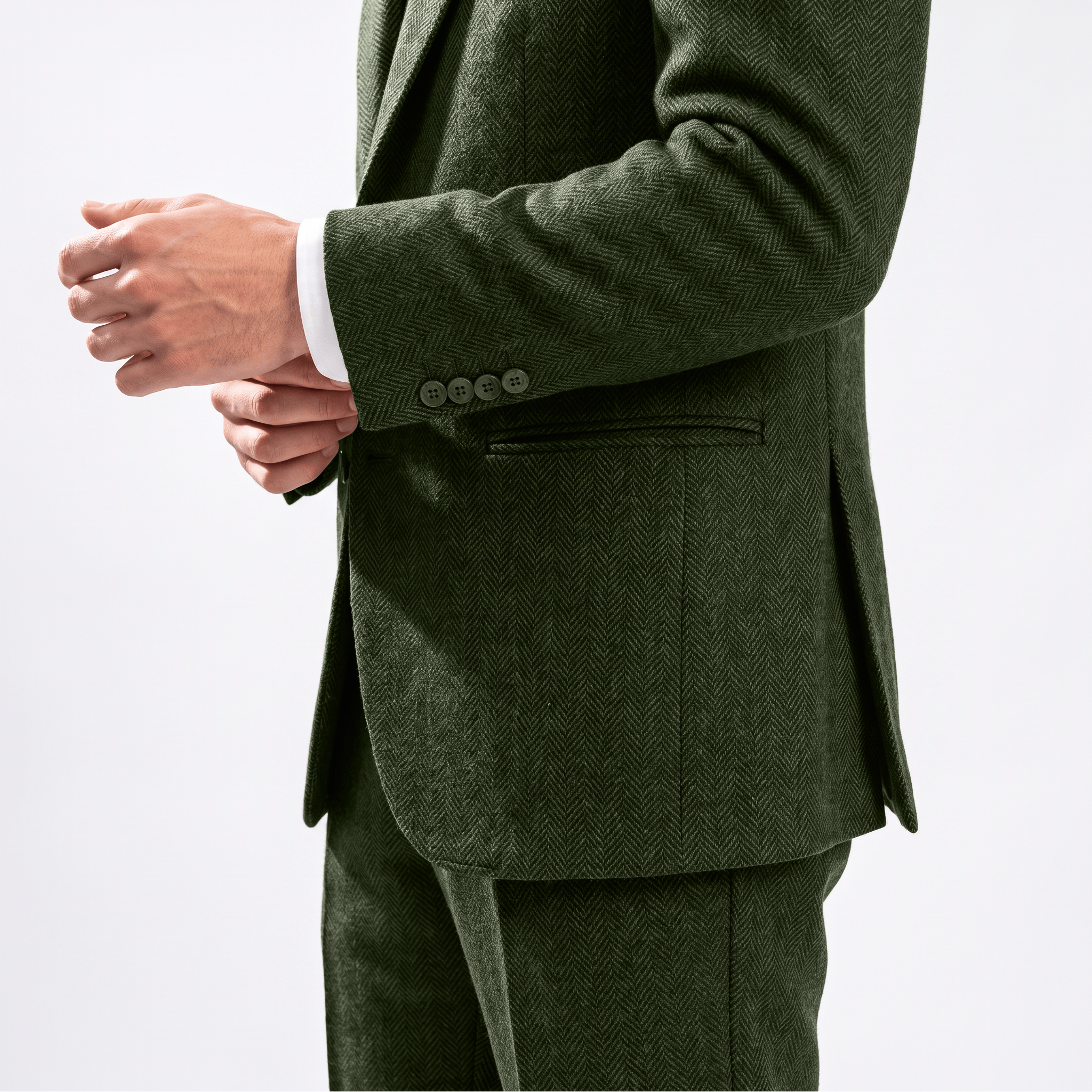Aesido Aesido 2 Pieces Men's Suit Herringbone Notch Lapel Men's Suits (Blazer+Pants)