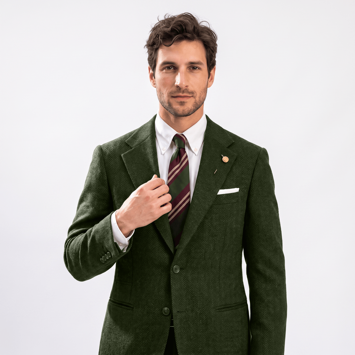 Aesido Aesido 2 Pieces Men's Suit Herringbone Notch Lapel Men's Suits (Blazer+Pants)
