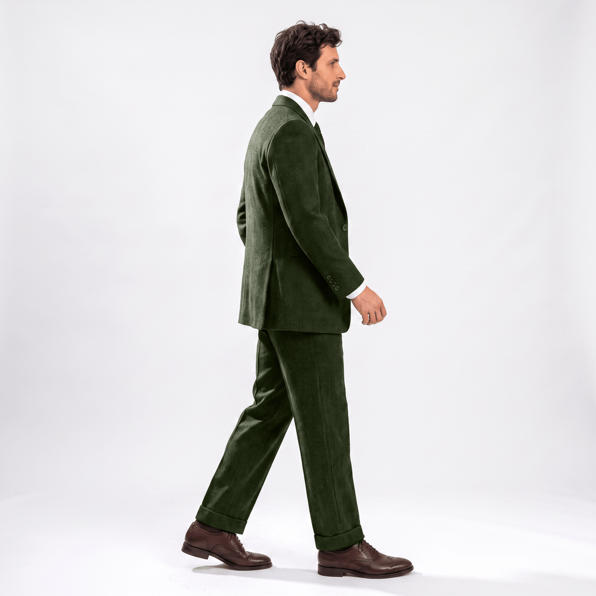 Aesido Aesido 2 Pieces Men's Suit Herringbone Notch Lapel Men's Suits (Blazer+Pants)