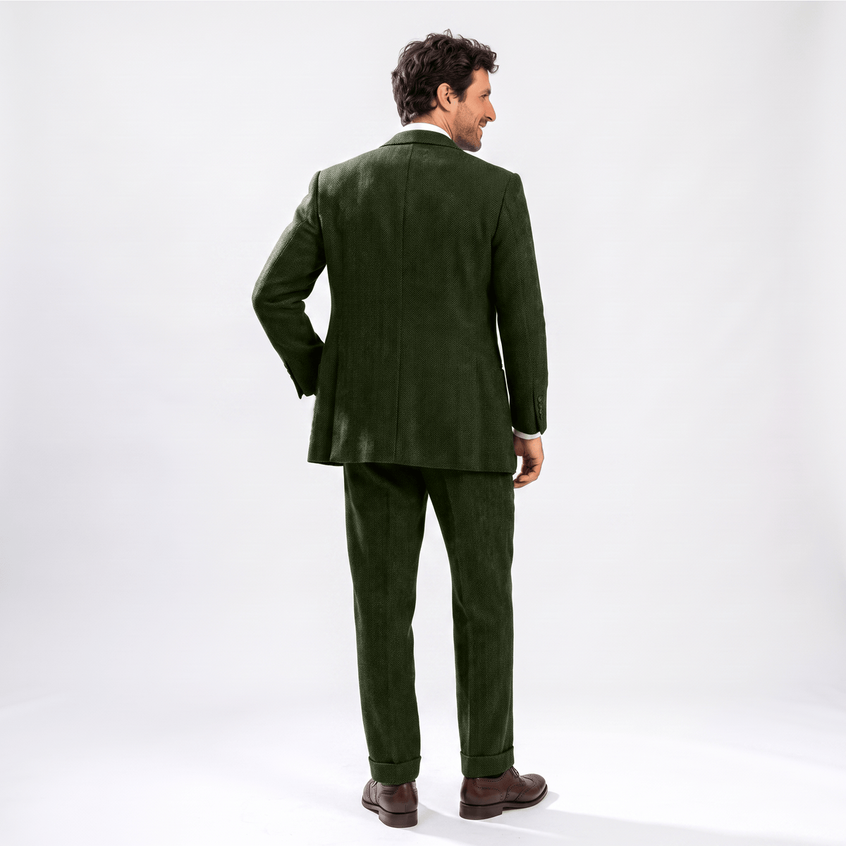 Aesido Aesido 2 Pieces Men's Suit Herringbone Notch Lapel Men's Suits (Blazer+Pants)